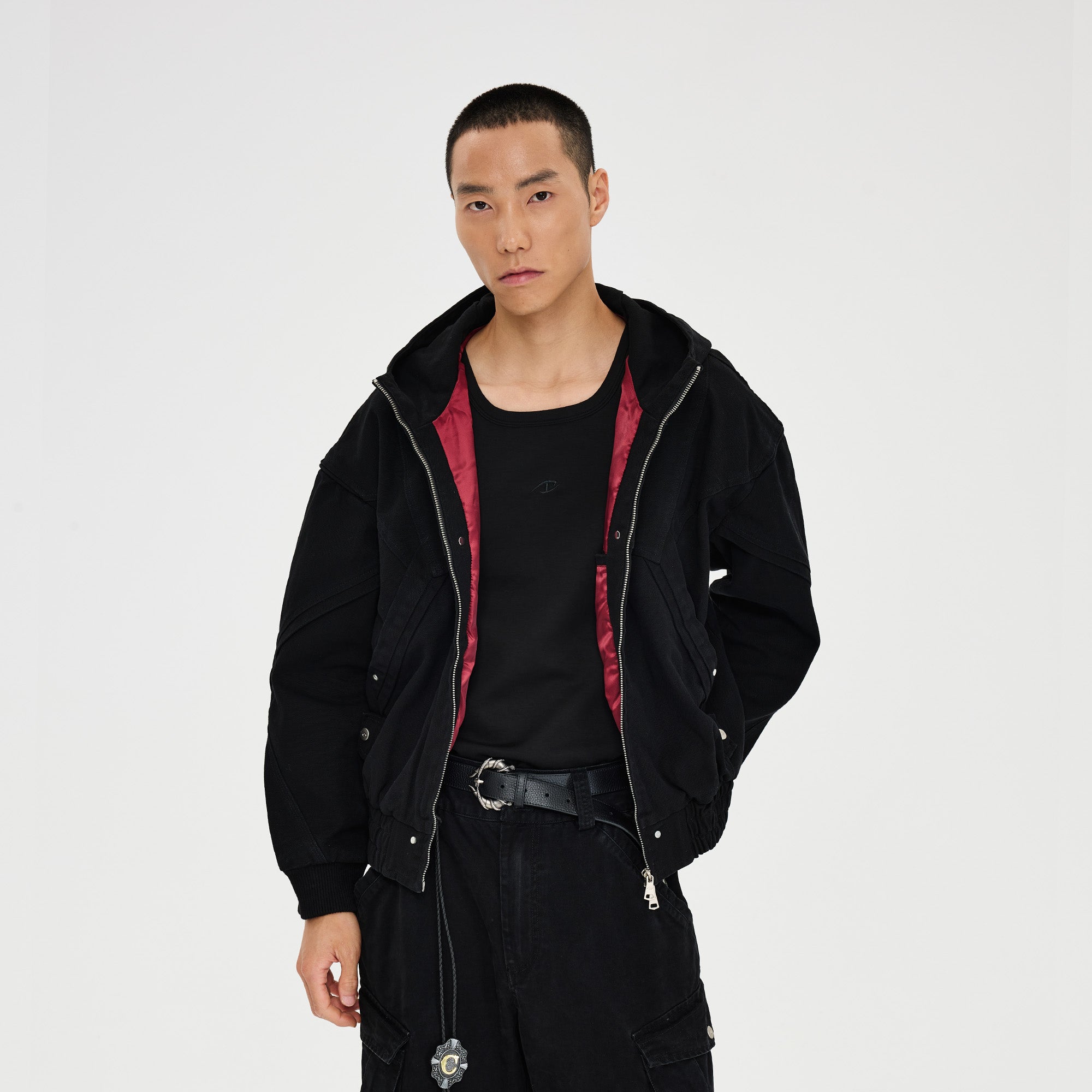 CATSSTAC Structured Panel Studded Hooded Jacket, premium urban and streetwear designers apparel on PROJECTISR.com, CATSSTAC