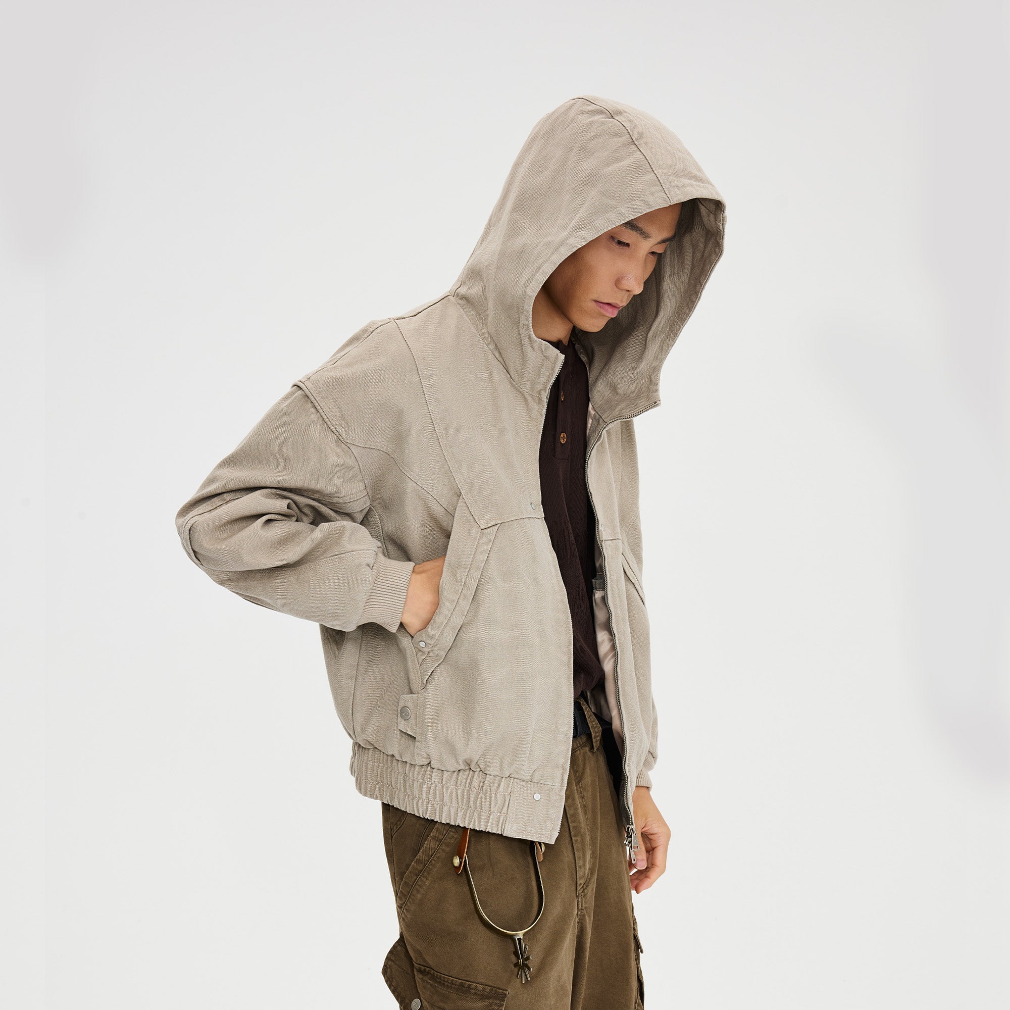CATSSTAC Structured Panel Studded Hooded Jacket, premium urban and streetwear designers apparel on PROJECTISR.com, CATSSTAC