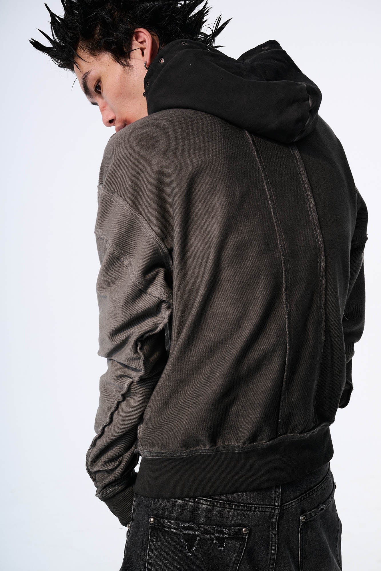 SAVAGEGROWTHWORLD Distressed Spliced Reversible Cross-Stitch Hoodie, premium urban and streetwear designers apparel on PROJECTISR.com, SAVAGEGROWTHWORLD