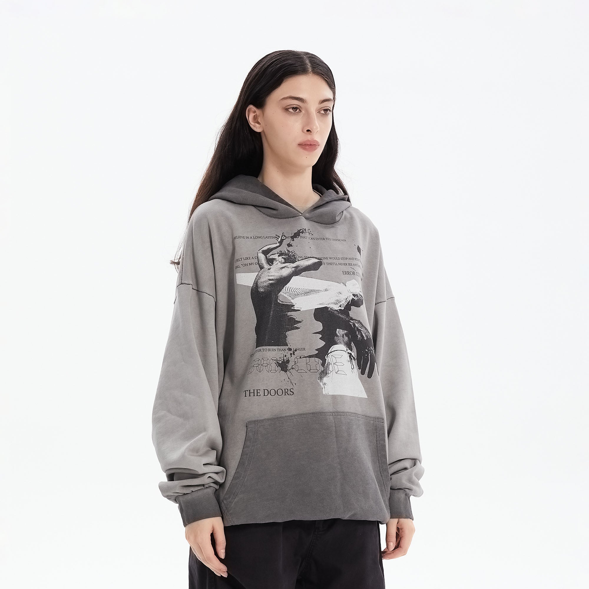 ERROR CODE ROBOT Graphic Faded Oversized Hoodie, premium urban and streetwear designers apparel on PROJECTISR.com, ERROR CODE ROBOT