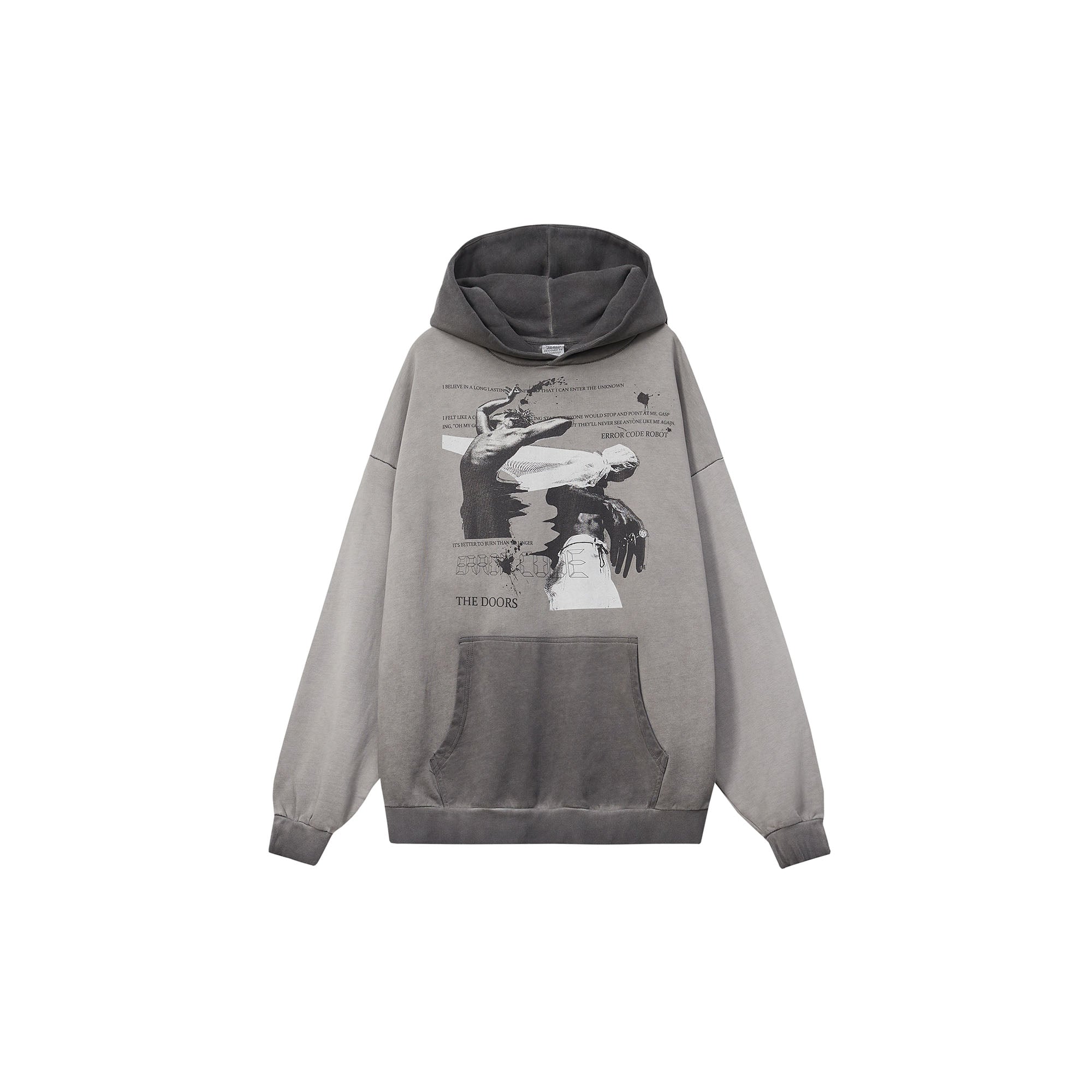 ERROR CODE ROBOT Graphic Faded Oversized Hoodie, premium urban and streetwear designers apparel on PROJECTISR.com, ERROR CODE ROBOT