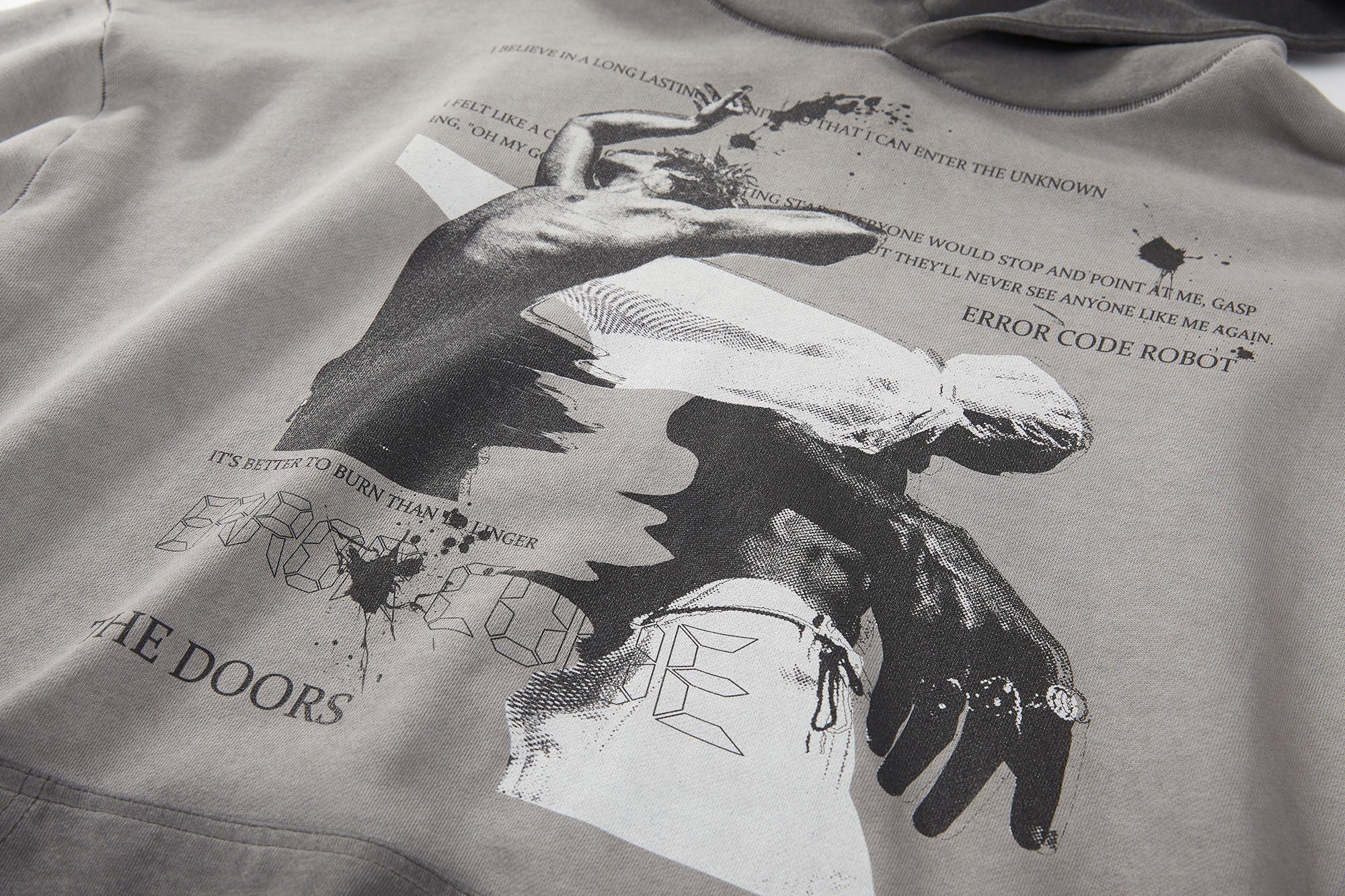 ERROR CODE ROBOT Graphic Faded Oversized Hoodie, premium urban and streetwear designers apparel on PROJECTISR.com, ERROR CODE ROBOT