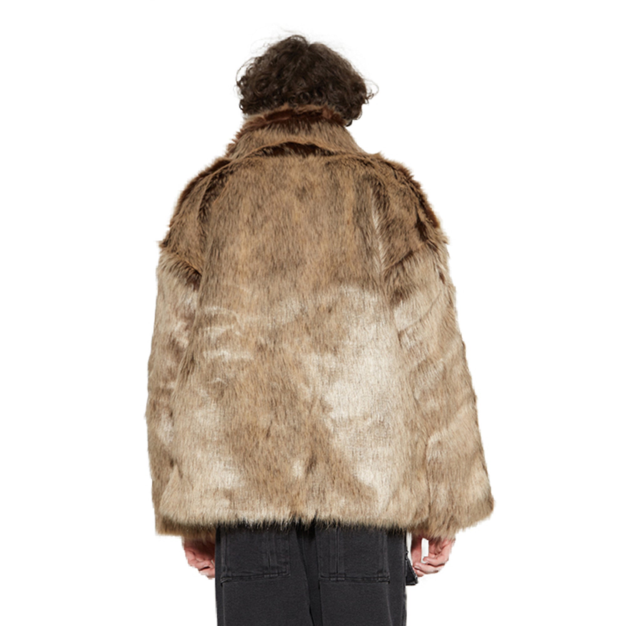VANN VALRENCÉ Plush-Collar Volume-Fit Faux Fur Coat