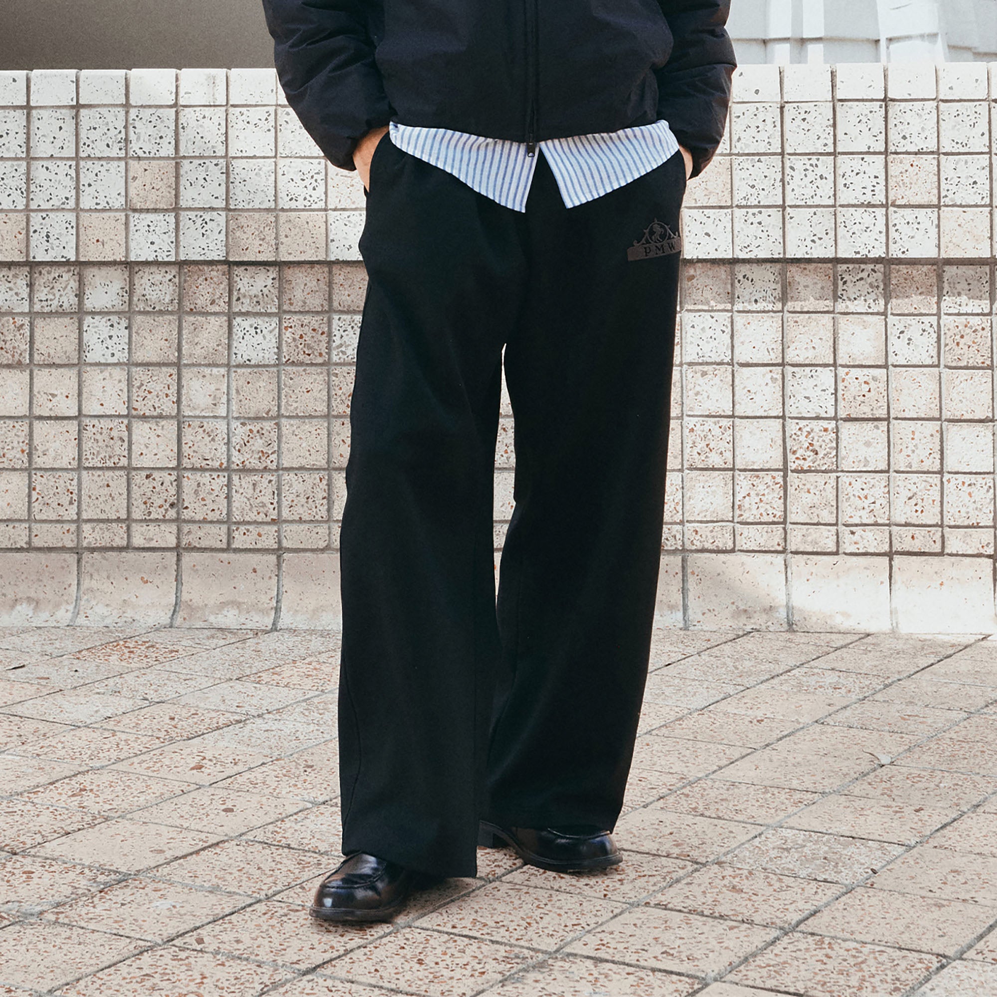 PMW Embroidered LOGO Curved-Leg Sweatpants, premium urban and streetwear designers apparel on PROJECTISR.com, PMW