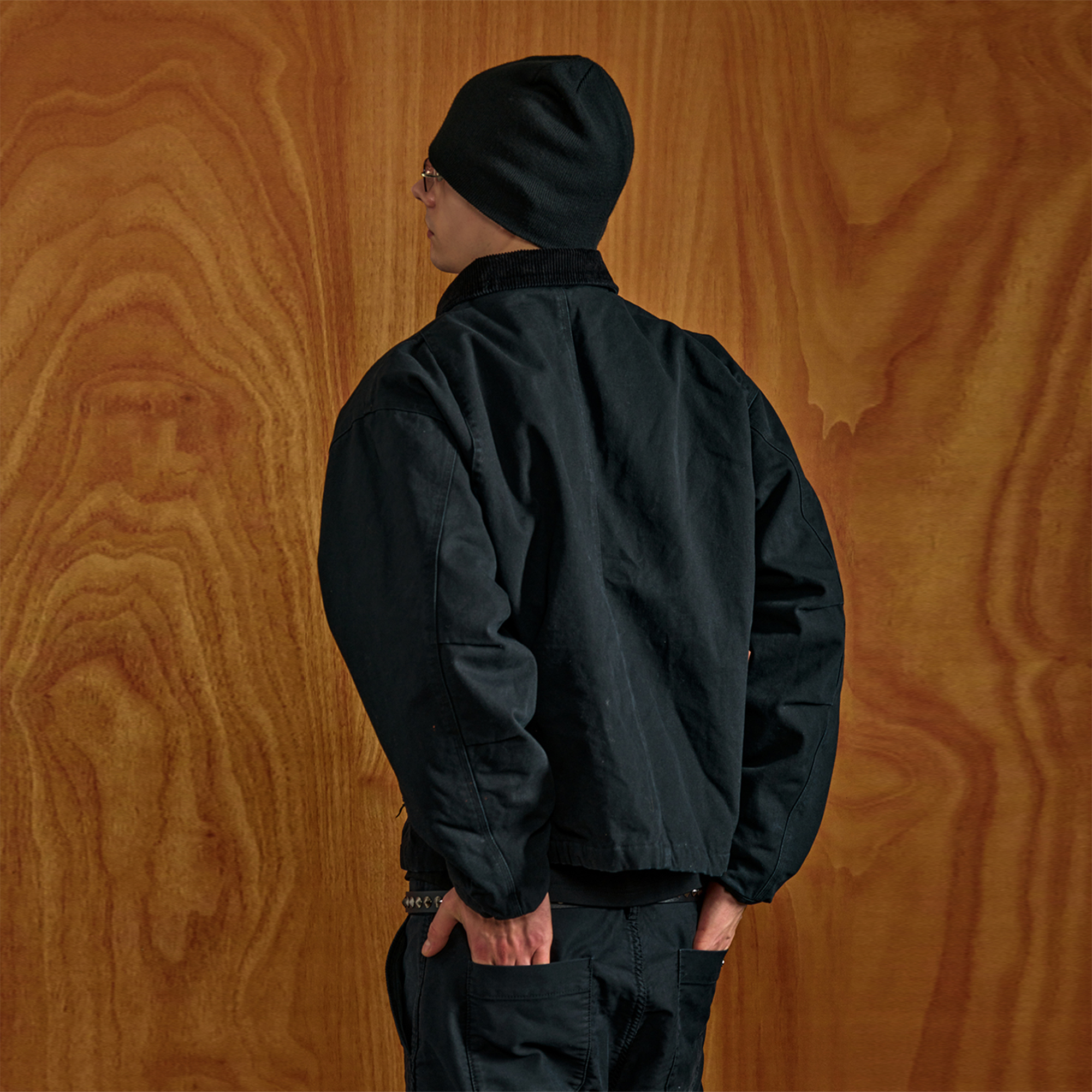 PMW Washed Distressed Corduroy-Collar Jacket