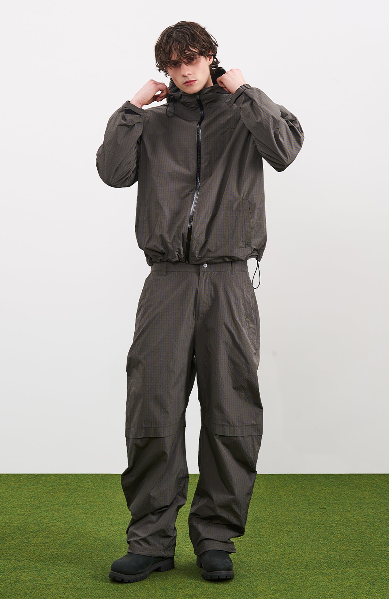 PMW Water-Resistant Plaid Drawstring Hooded Jacket, premium urban and streetwear designers apparel on PROJECTISR.com, PMW