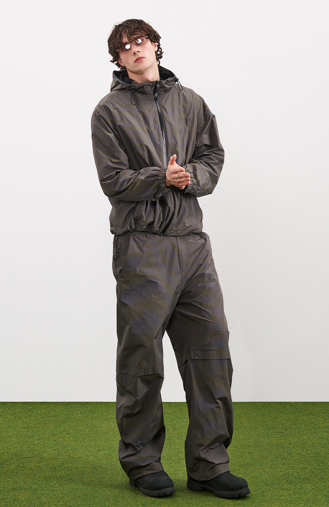 PMW Water-Resistant Plaid Drawstring Hooded Jacket, premium urban and streetwear designers apparel on PROJECTISR.com, PMW