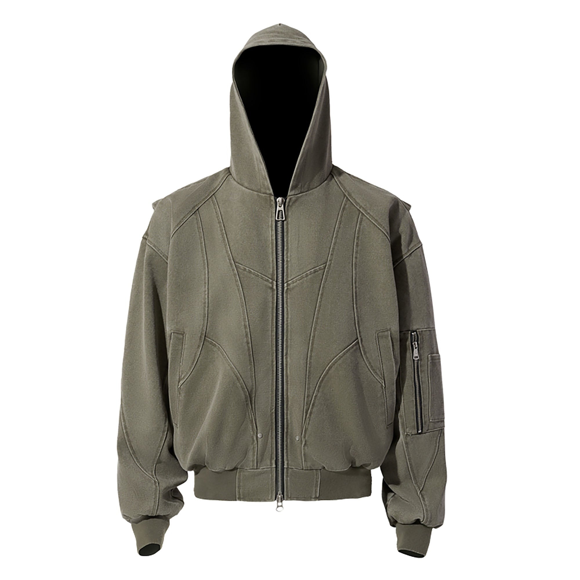 CATSSTAC Deconstructed Paneled Washed Hooded Jacket, premium urban and streetwear designers apparel on PROJECTISR.com, CATSSTAC