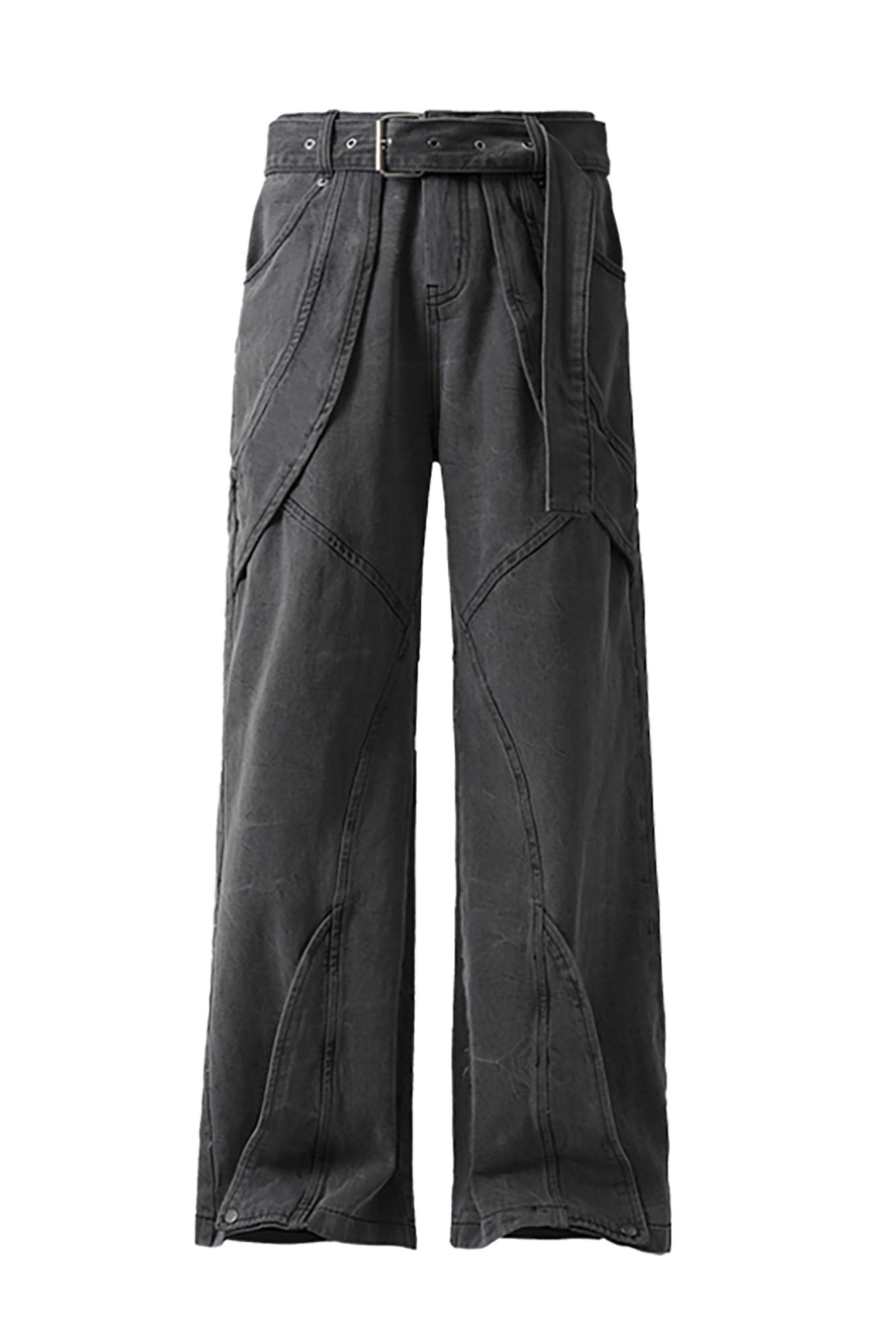 CATSSTAC Panel Washed Detachable Belt Wide-Leg Jeans, premium urban and streetwear designers apparel on PROJECTISR.com, CATSSTAC