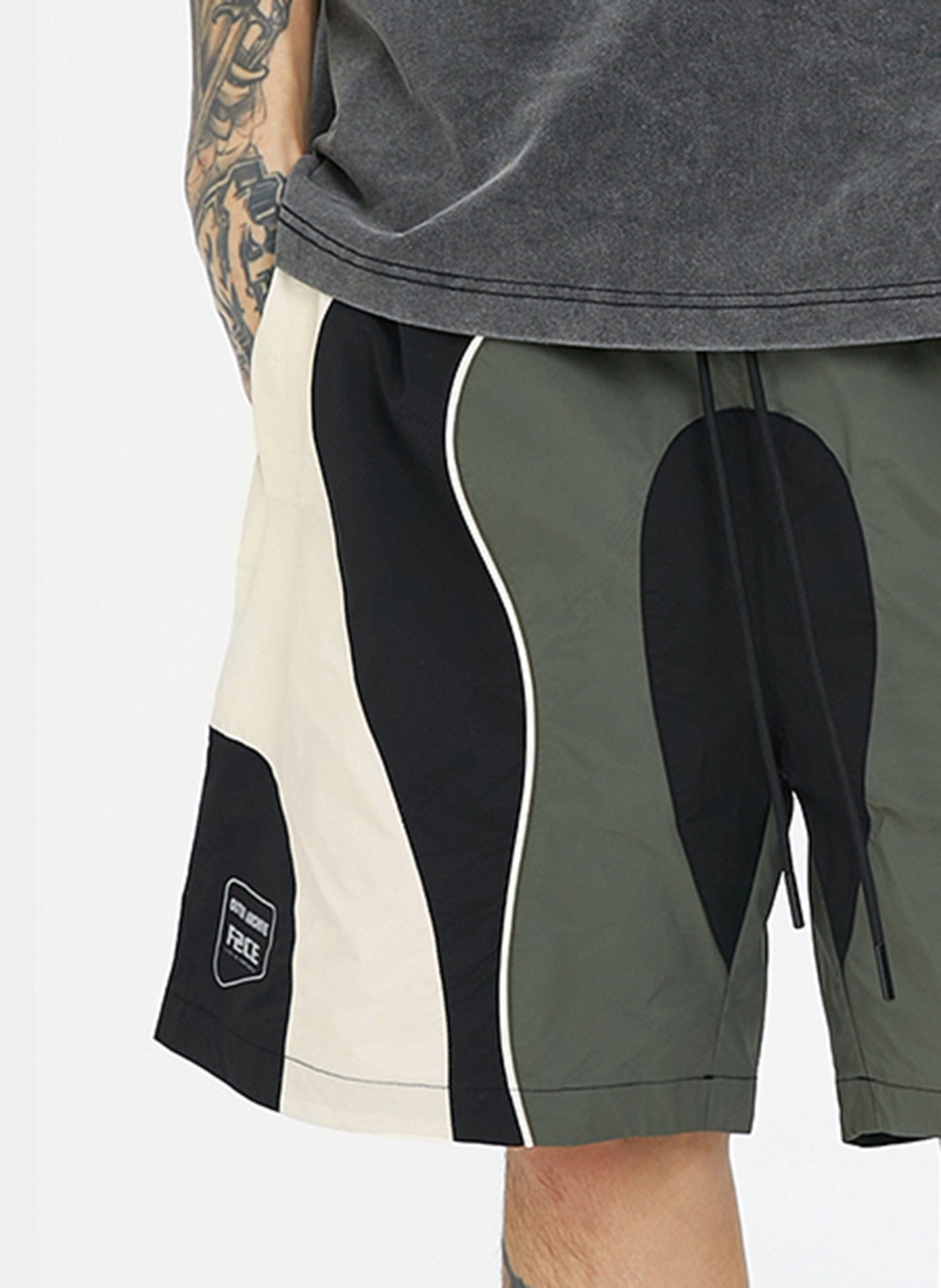 F2CE Spliced Color Block Logo Shorts, premium urban and streetwear designers apparel on PROJECTISR.com, F2CE