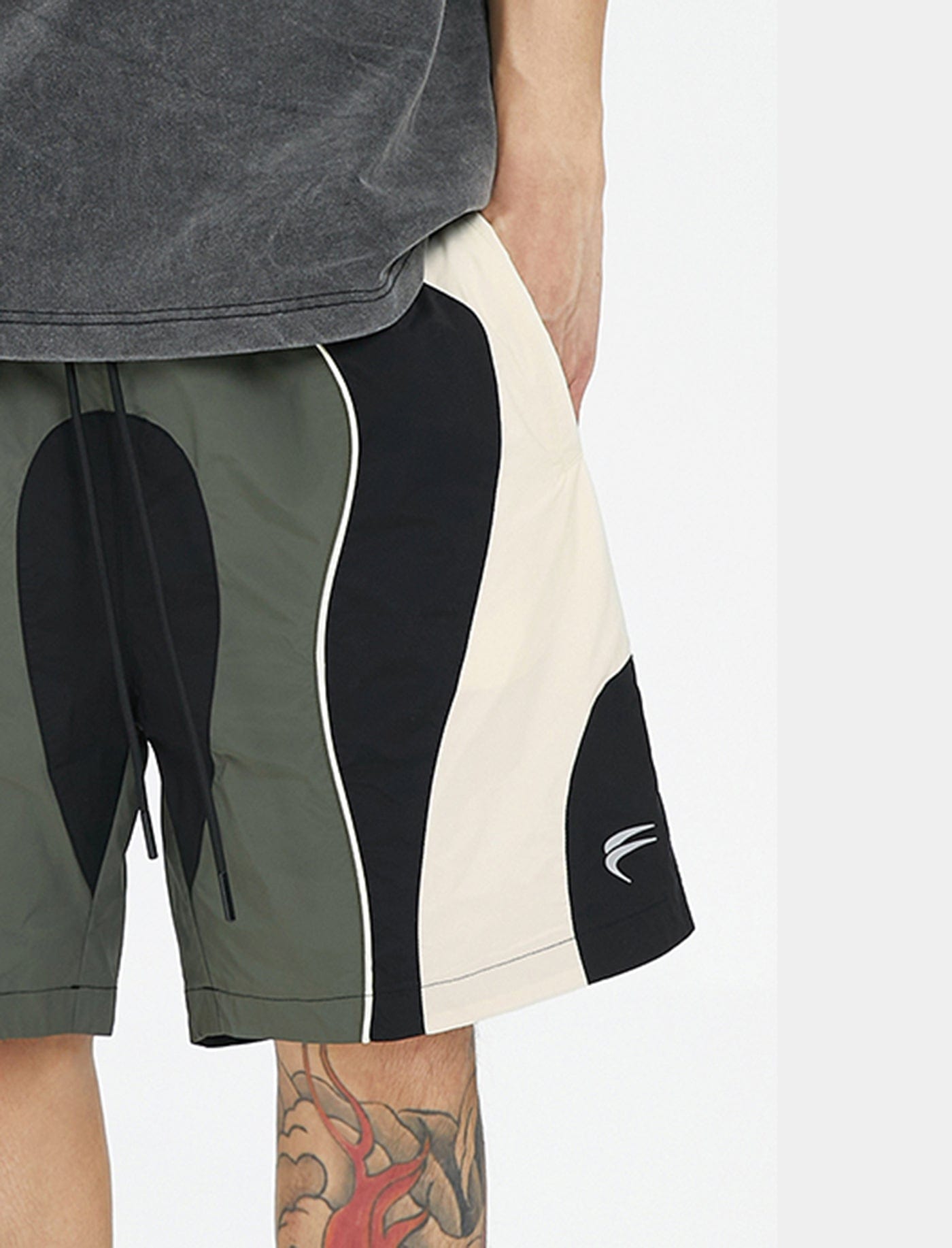 F2CE Spliced Color Block Logo Shorts, premium urban and streetwear designers apparel on PROJECTISR.com, F2CE