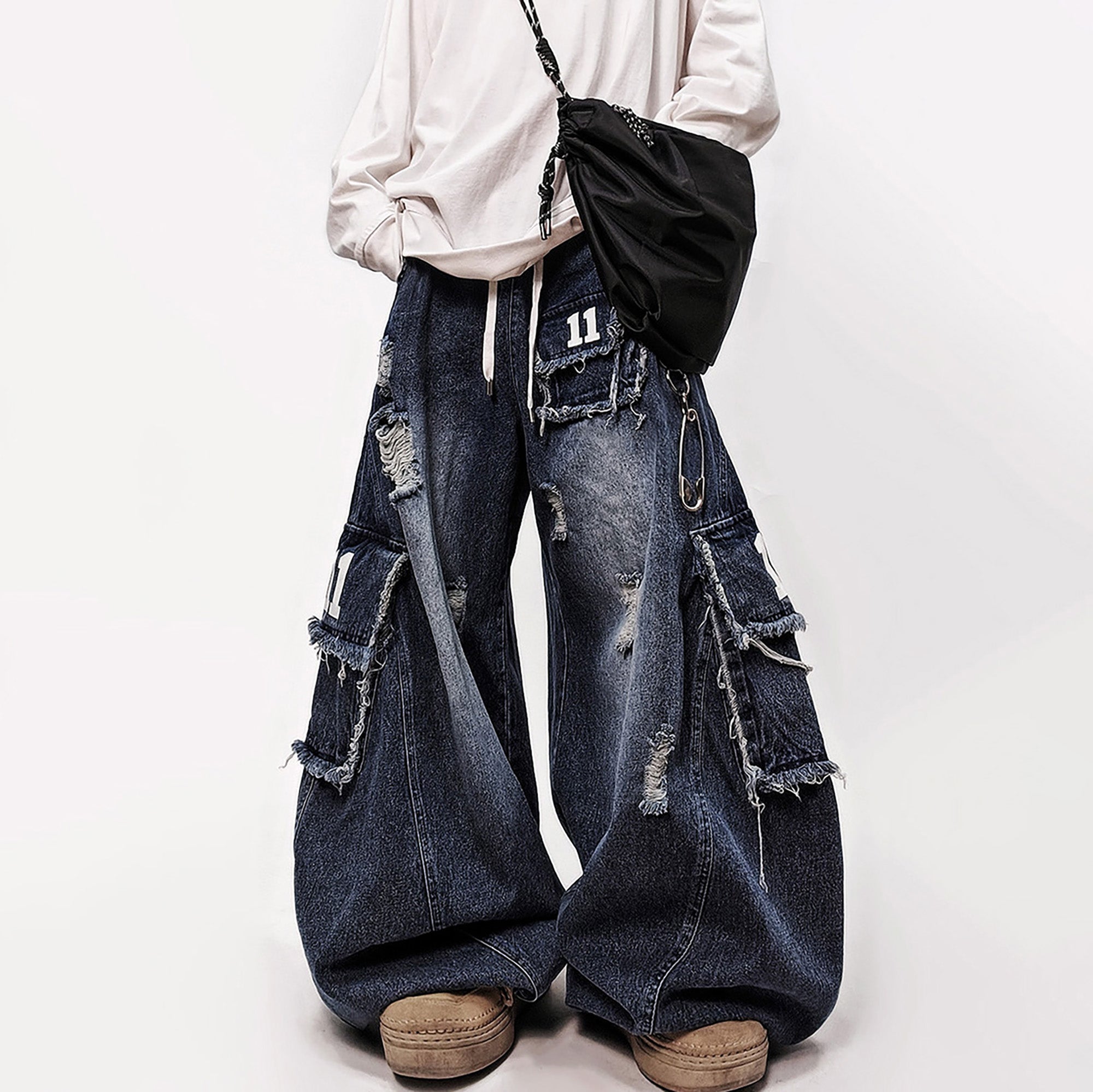 UUCSCC Retro Wide-Leg Straight Cargo Jeans
