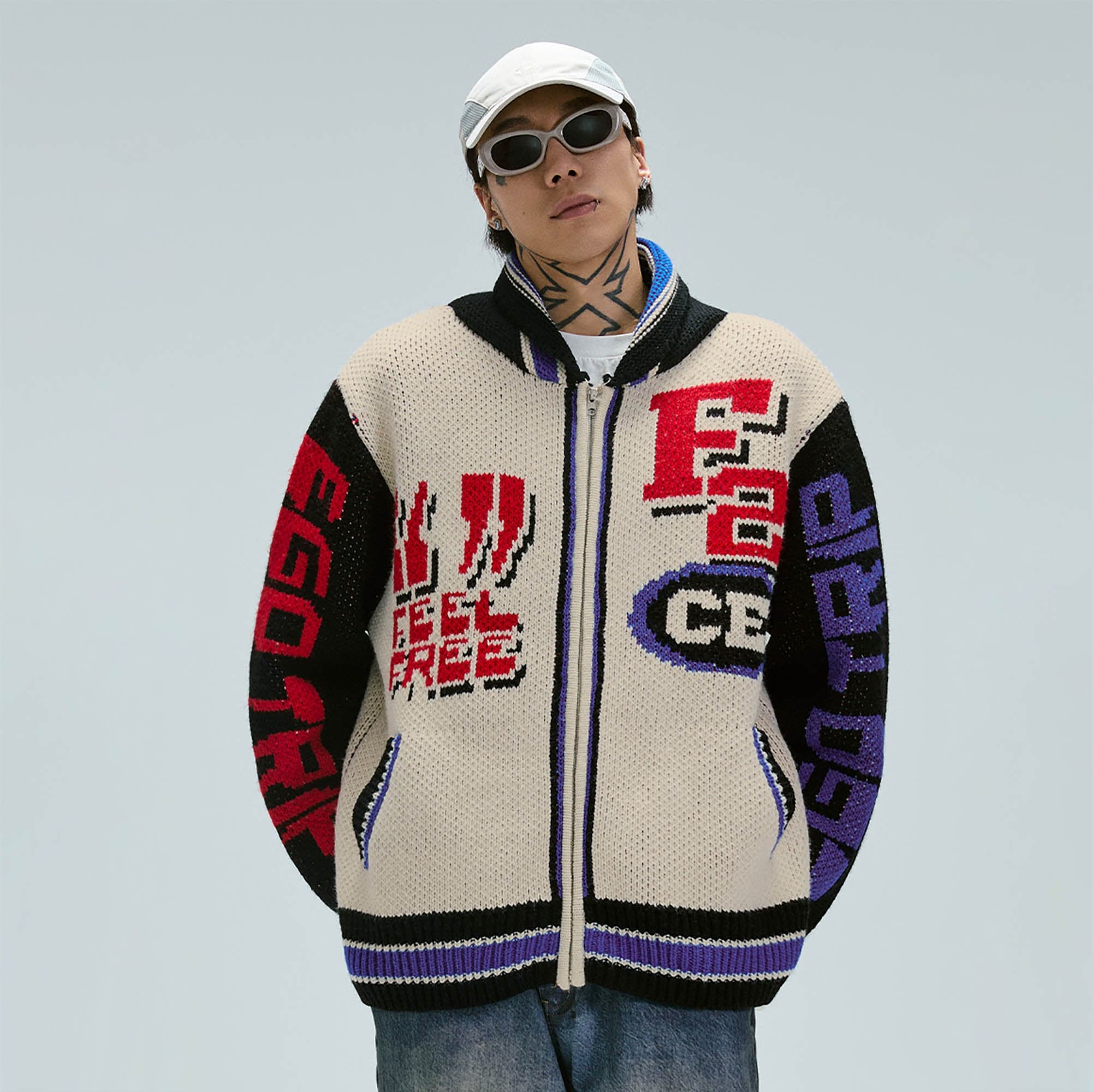 F2CE Jacquard Knit Bomber Jacket, premium urban and streetwear designers apparel on PROJECTISR.com, F2CE