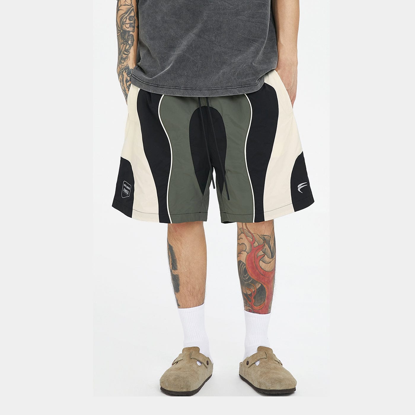 F2CE Spliced Color Block Logo Shorts, premium urban and streetwear designers apparel on PROJECTISR.com, F2CE