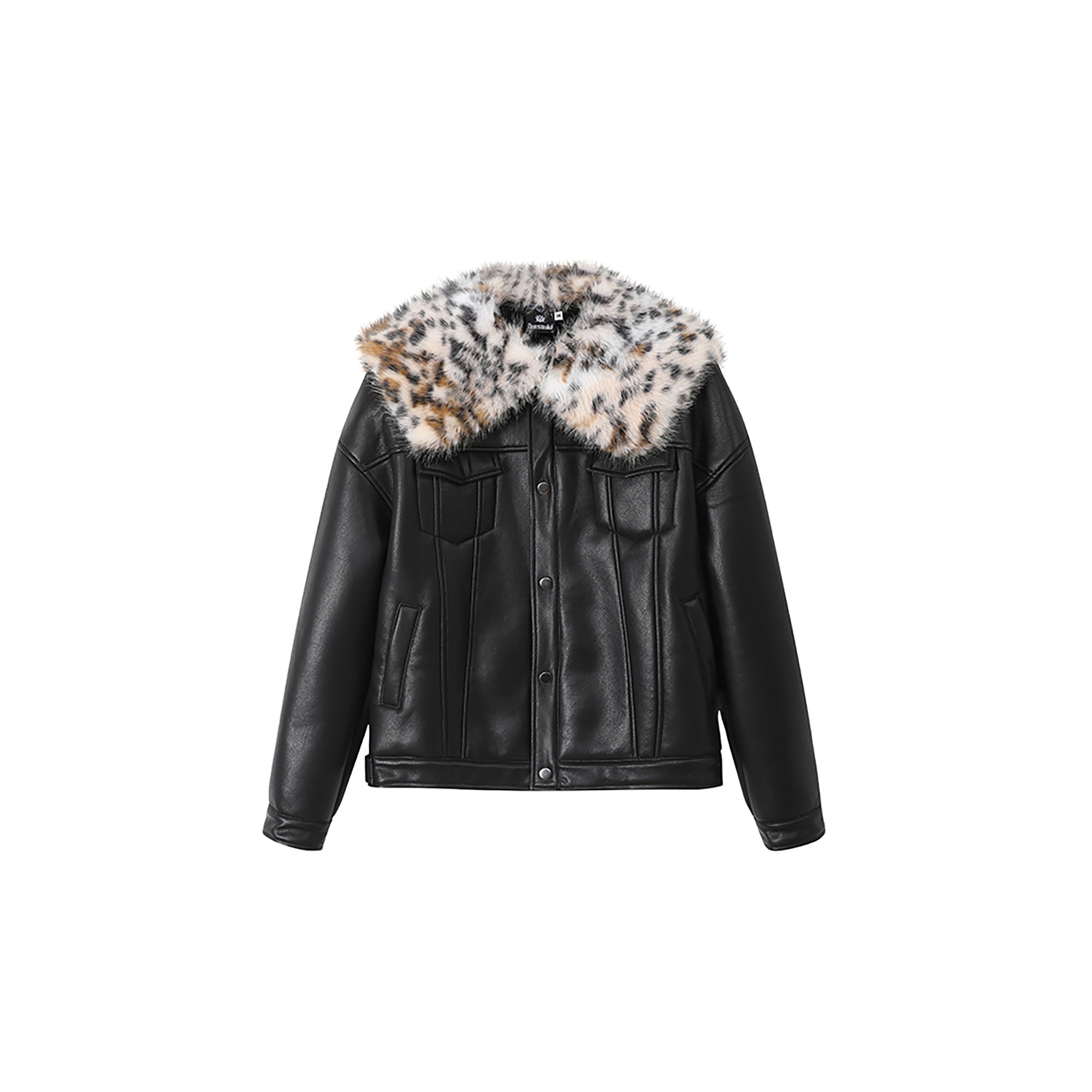 DONSMOKE × NANA Detachable Leopard Collar PU Jacket, premium urban and streetwear designers apparel on PROJECTISR.com, DONSMOKE