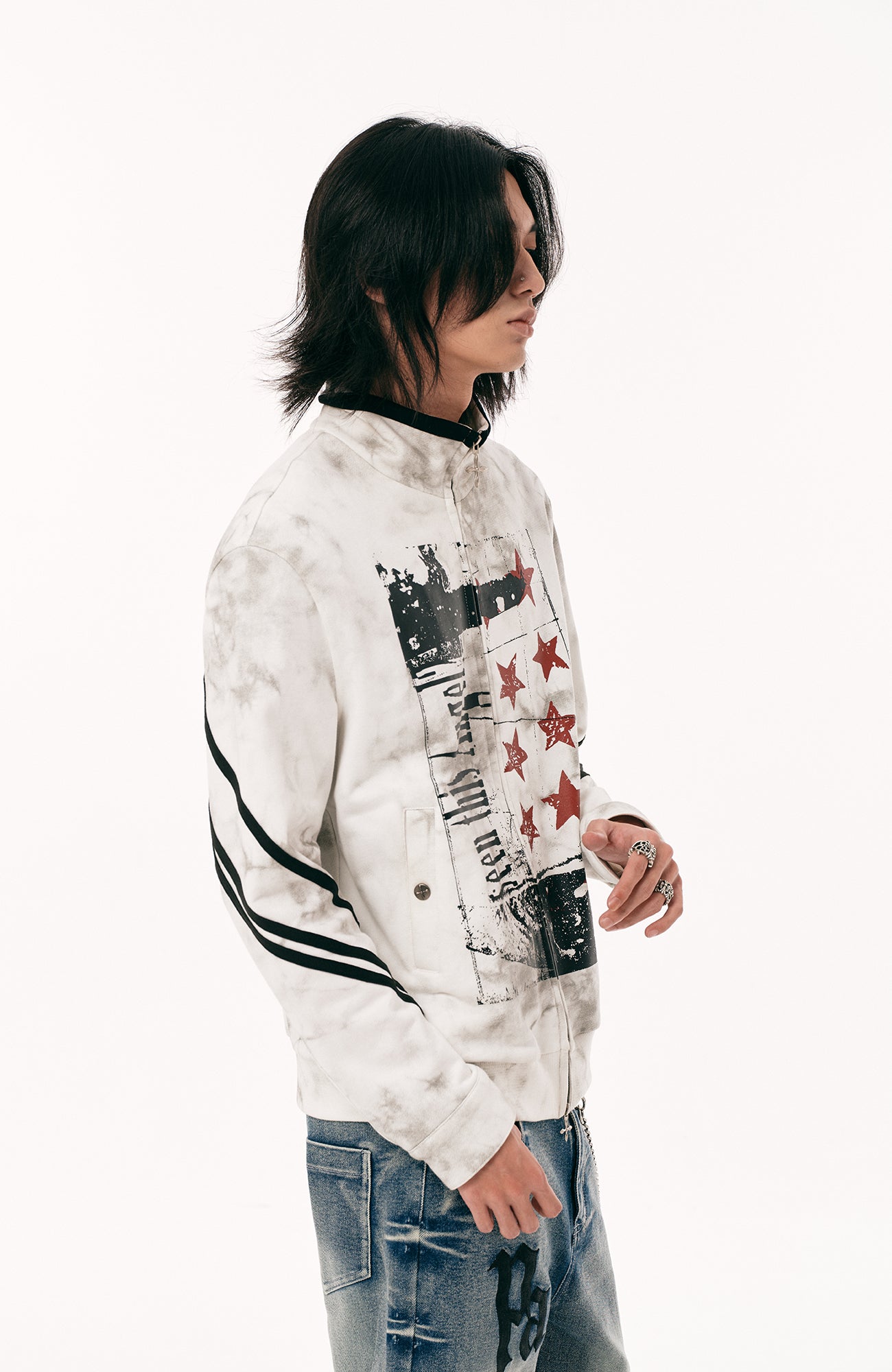 PASET Dirty Wash Star Graphic Track Jacket