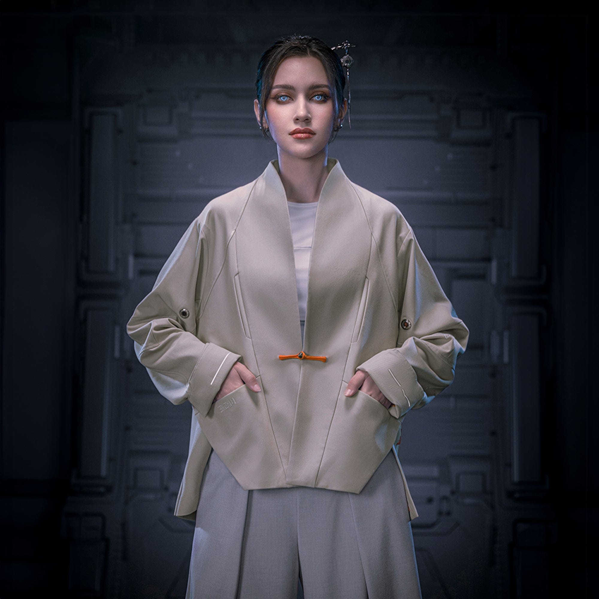 XIPHEVIL Deconstructed Utility Daoist Robe Apricot, premium urban and streetwear designers apparel on PROJECTISR.com, XIPHEVIL