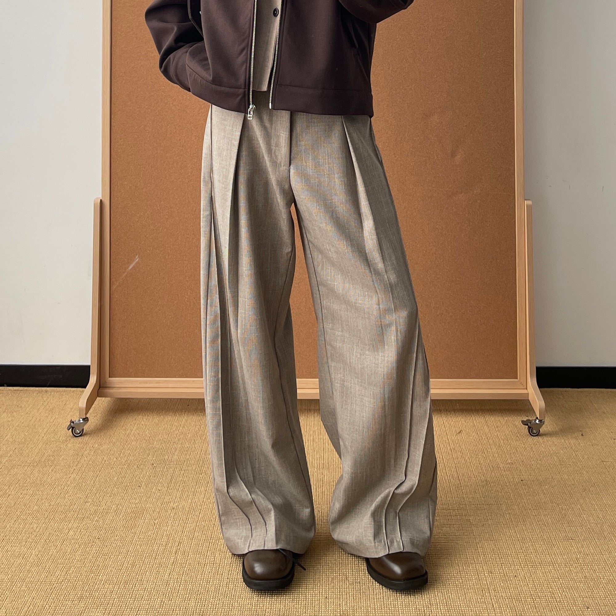 OKAYTHXBYE Essential Pleated Wide-Leg Trousers, premium urban and streetwear designers apparel on PROJECTISR.com, OKAYTHXBYE