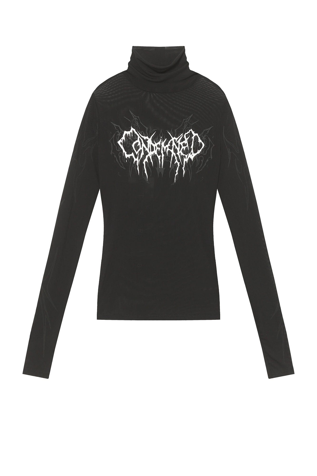 CLP Abstract Graphic Mesh Sheer Slim Turtleneck