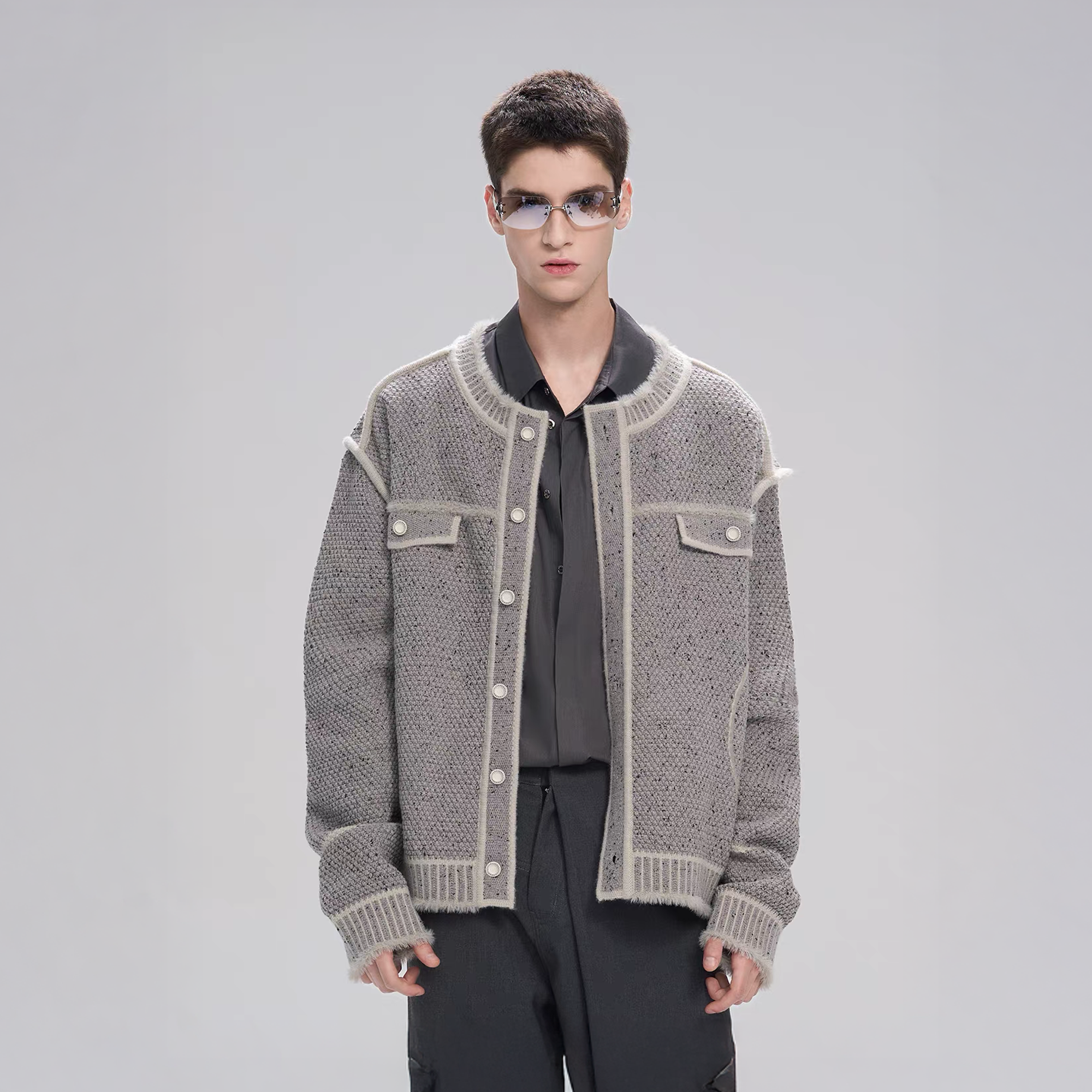 TIWILLTANG Contrast Stitch Knit Jacket