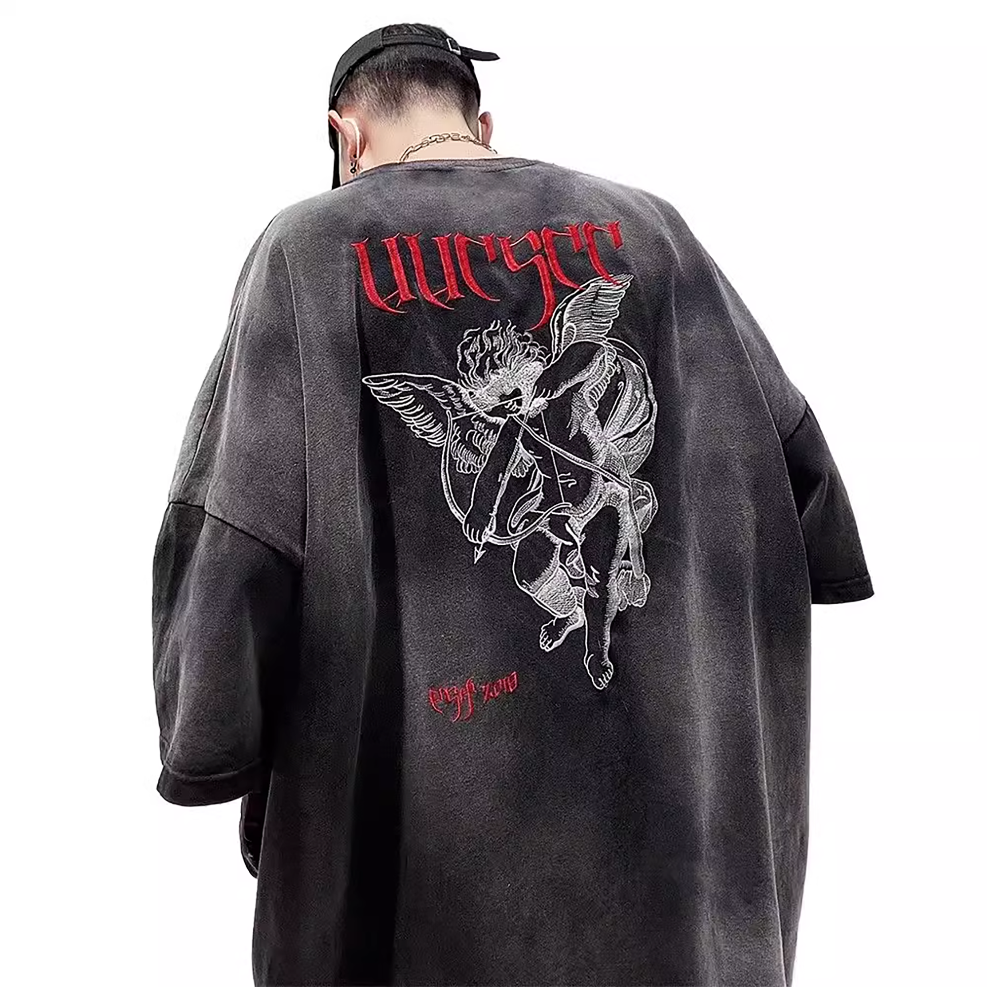 UUCSCC Retro Washed Embroidered Oversized Heavyweight T-Shirt