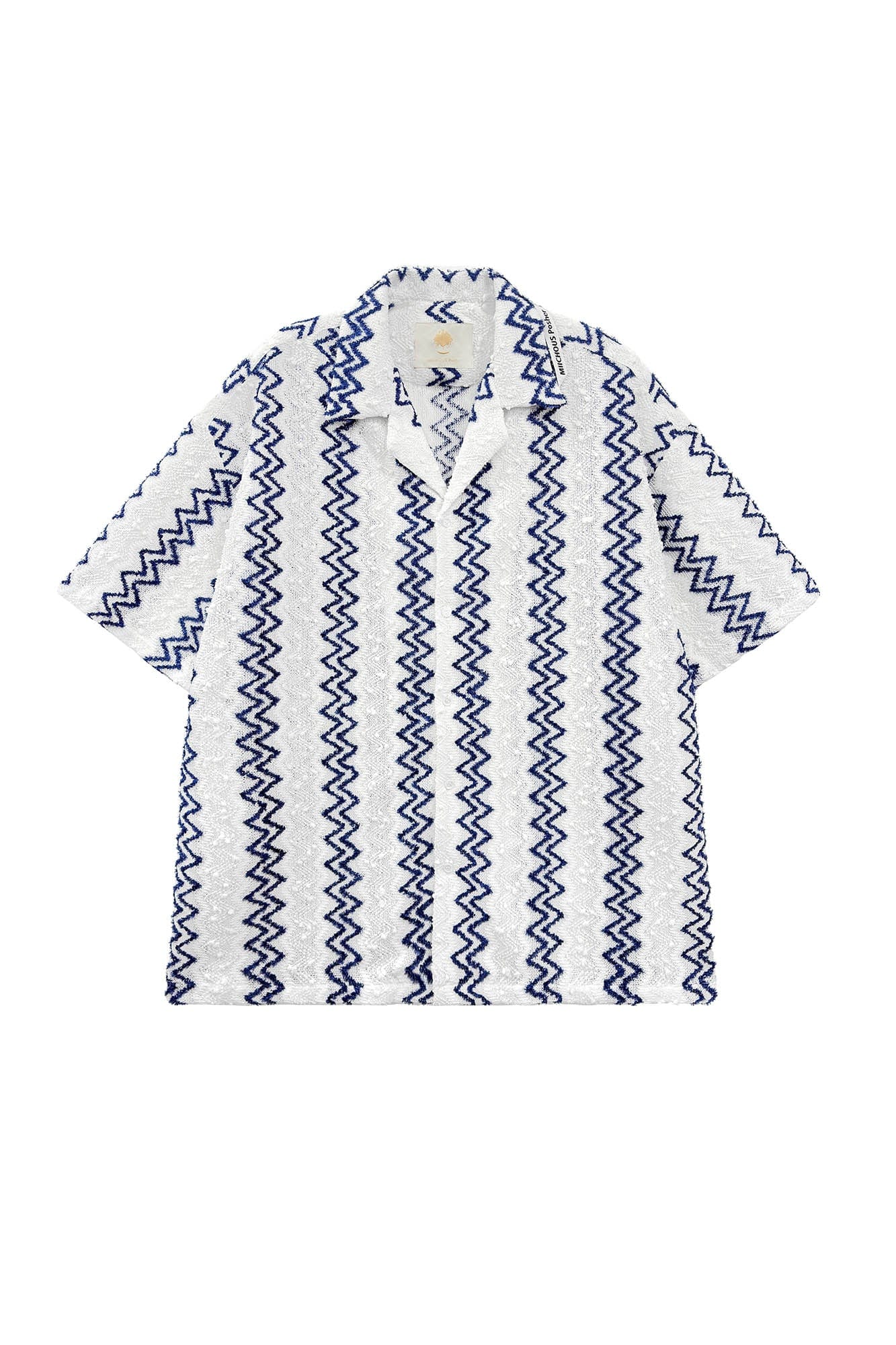 MIICHOUS Geometric Ripple Jacquard Oversized Half Shirt, premium urban and streetwear designers apparel on PROJECTISR.com, Miichous