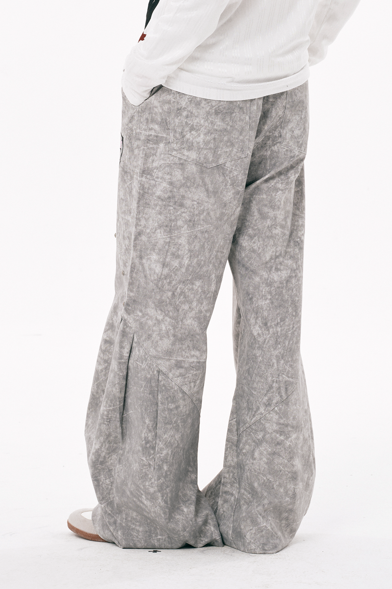PASET Distressed Marbled Curved Pants