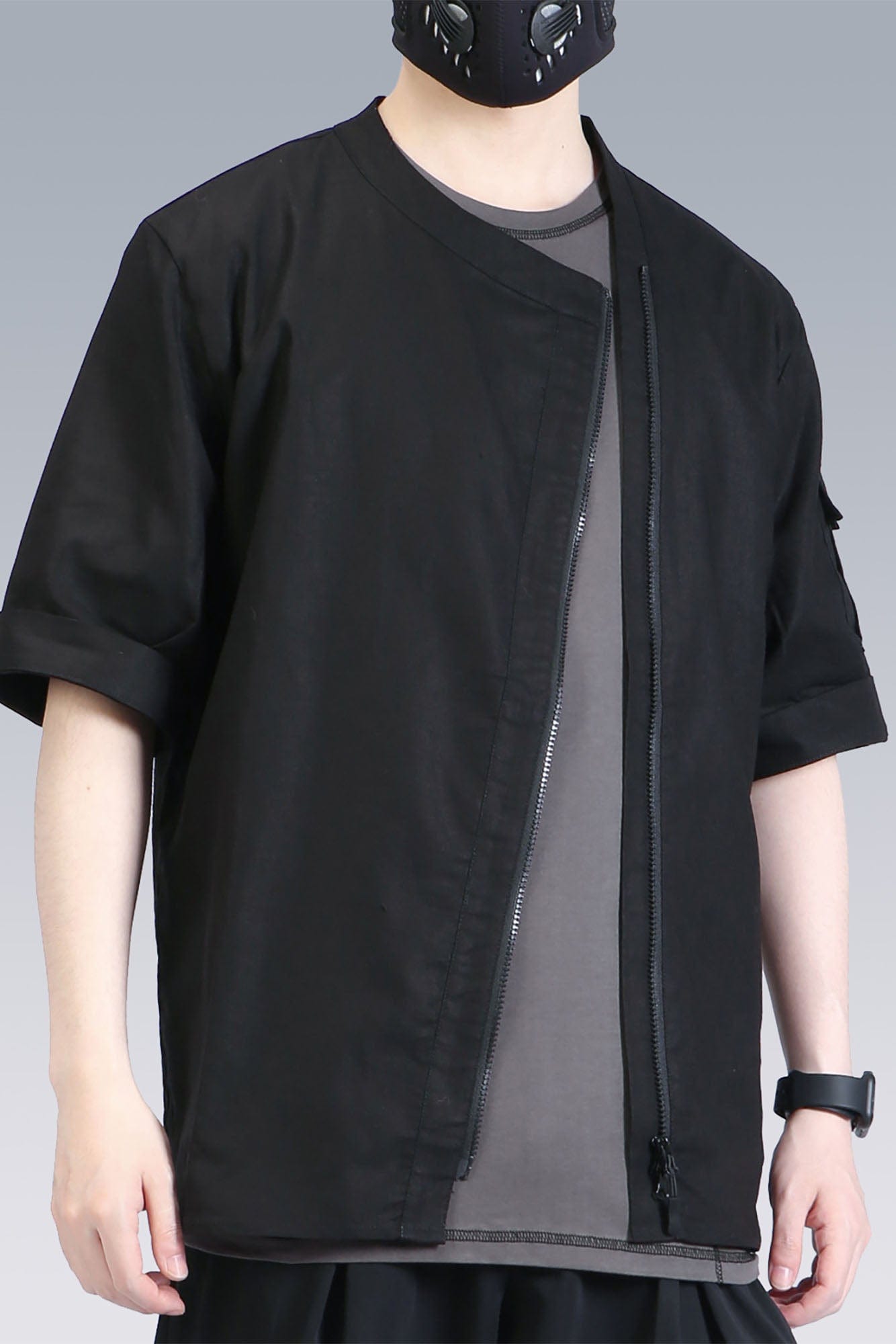 SILENSTORM Asymmetrical Zip Ramie Utility Shirt