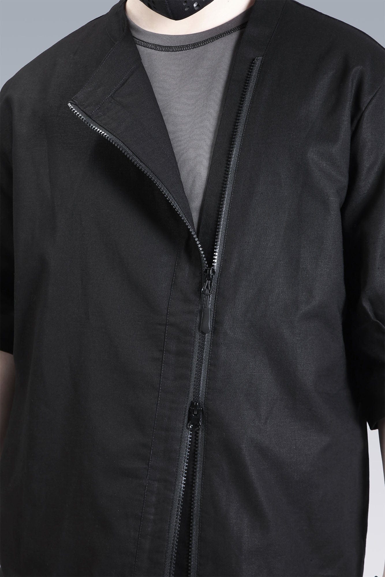 SILENSTORM Asymmetrical Zip Ramie Utility Shirt