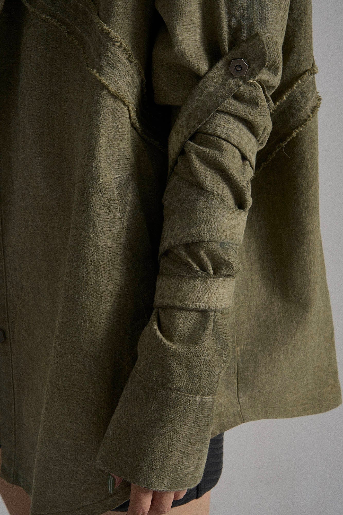 FLYERRER Frayed Fishbone Spliced Strap Hooded Jacket, premium urban and streetwear designers apparel on PROJECTISR.com, FLYERRER