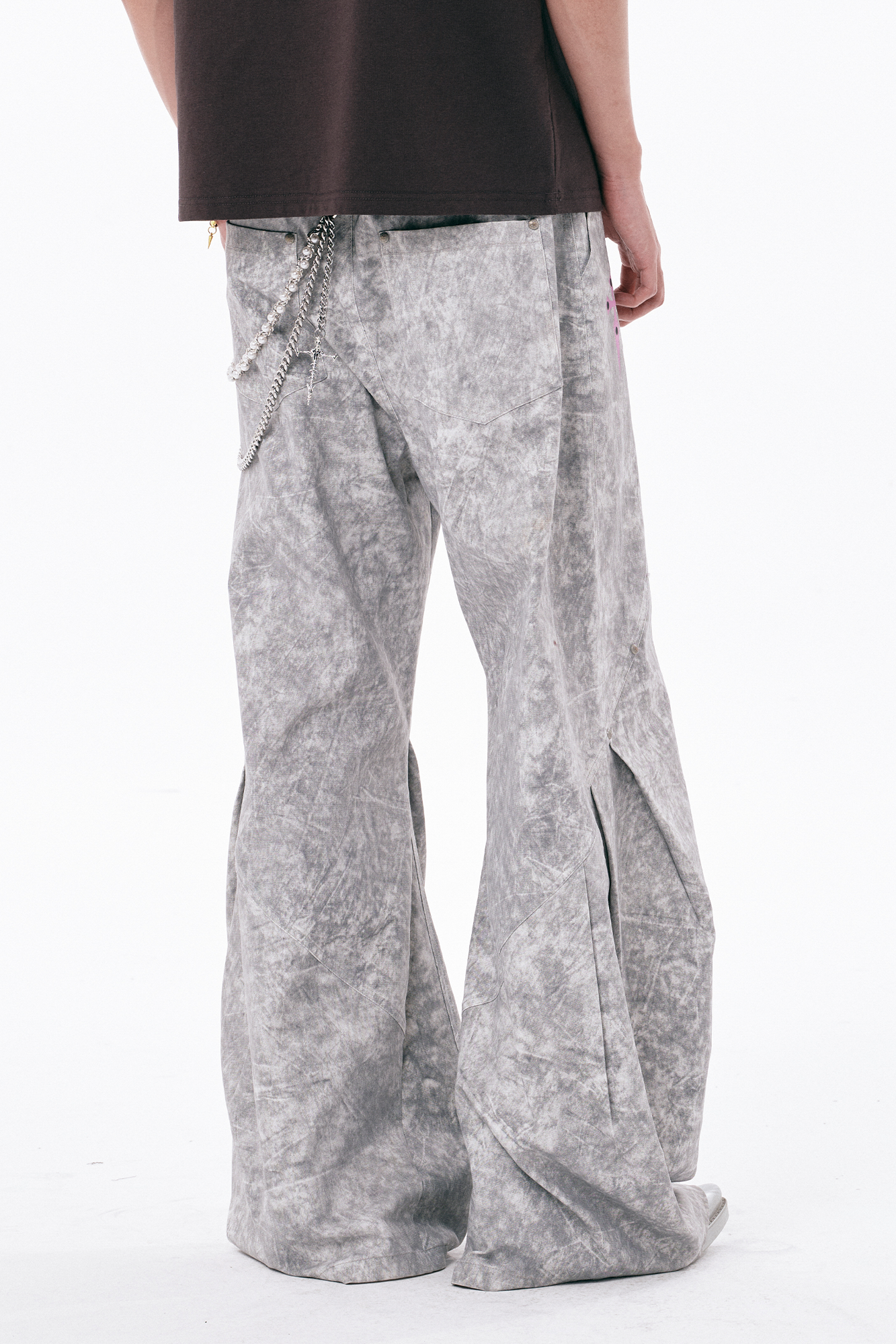 PASET Distressed Marbled Curved Pants