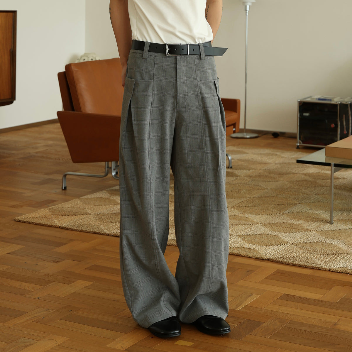 OKAYTHXBYE Plaid Wide-Leg Trousers