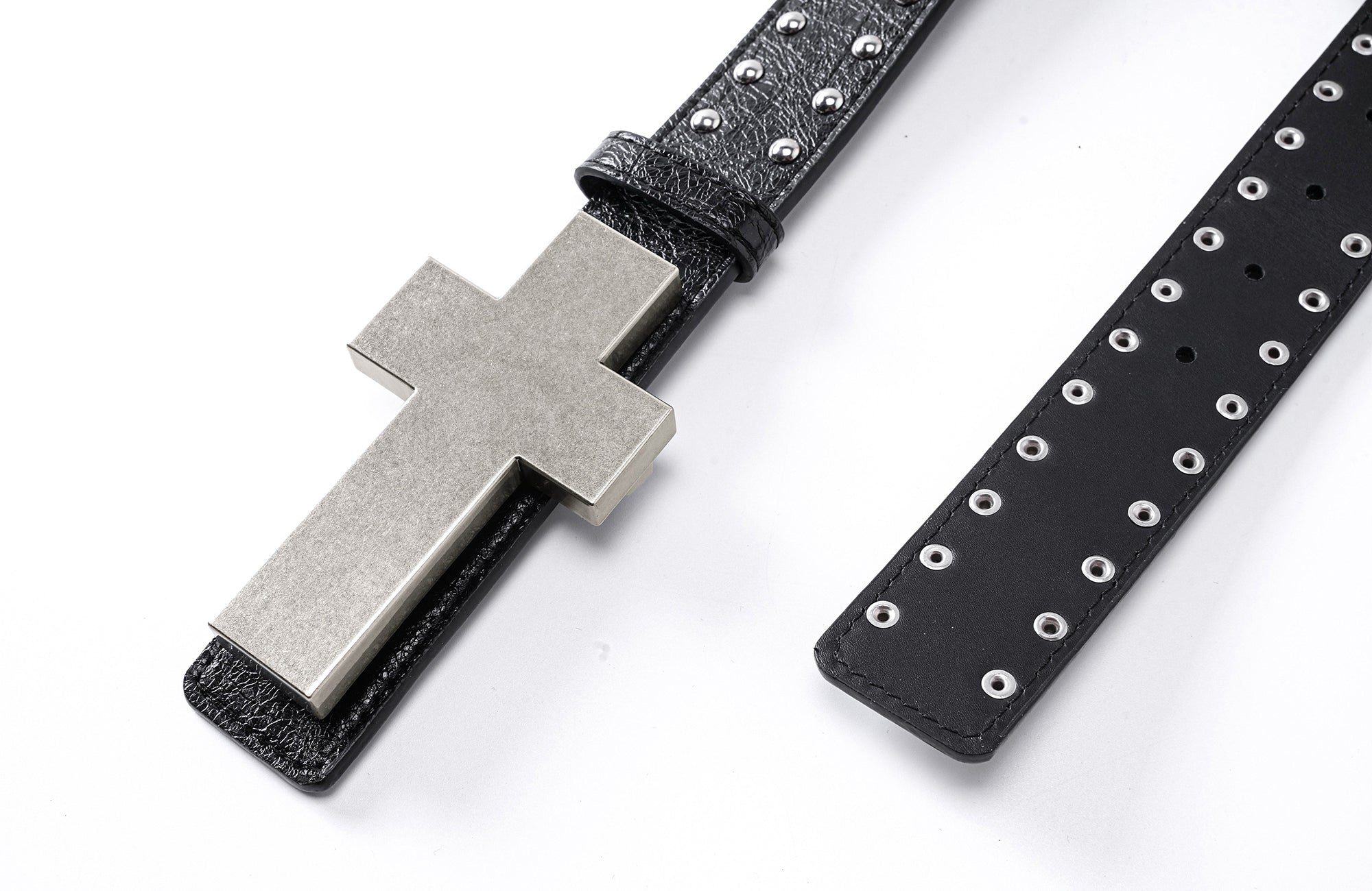 REBEL WAVE Cross Studded Leather Belt