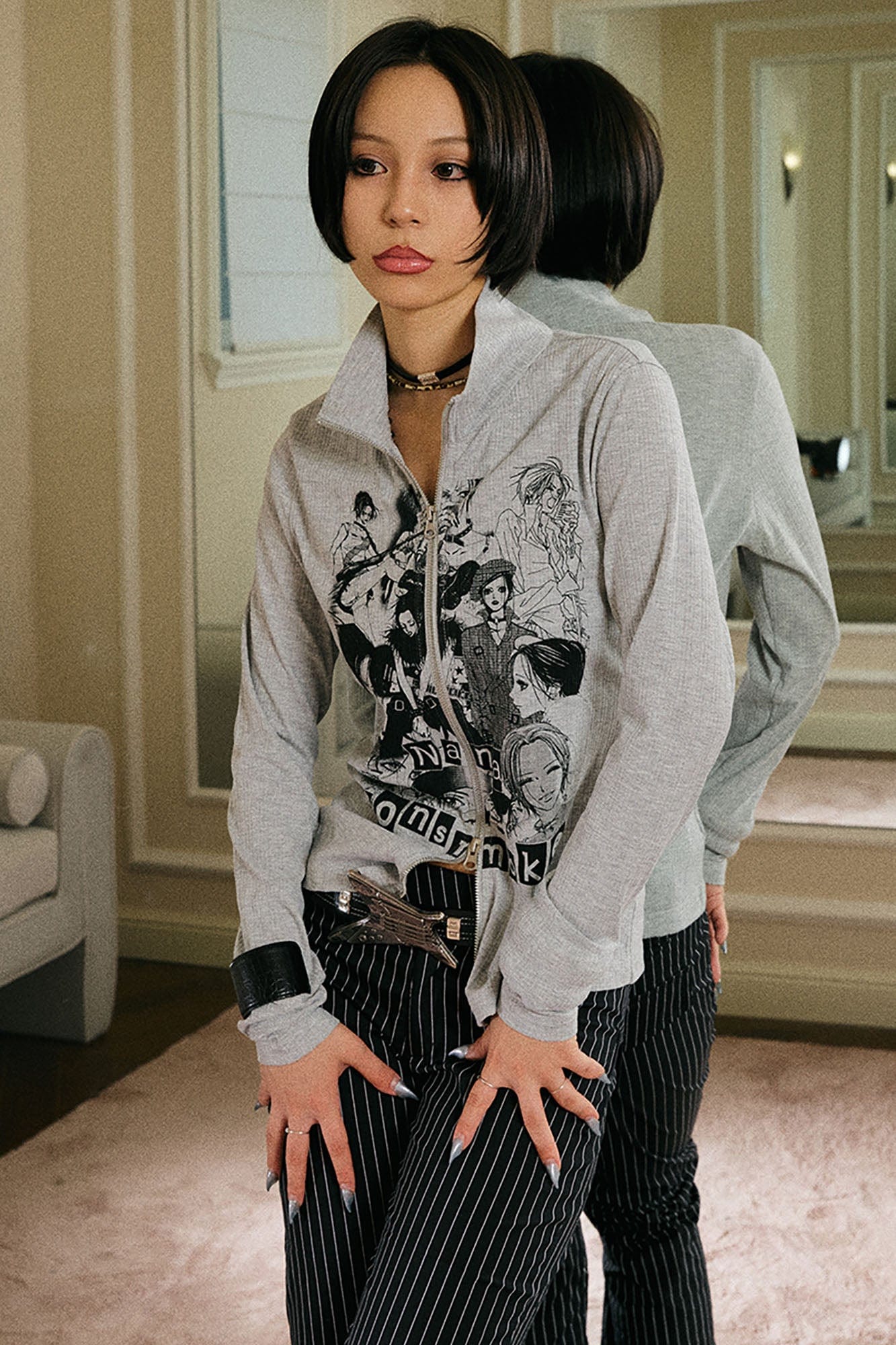 DONSMOKE × NANA Manga Collage Zip-Up Cardigan, premium urban and streetwear designers apparel on PROJECTISR.com, DONSMOKE