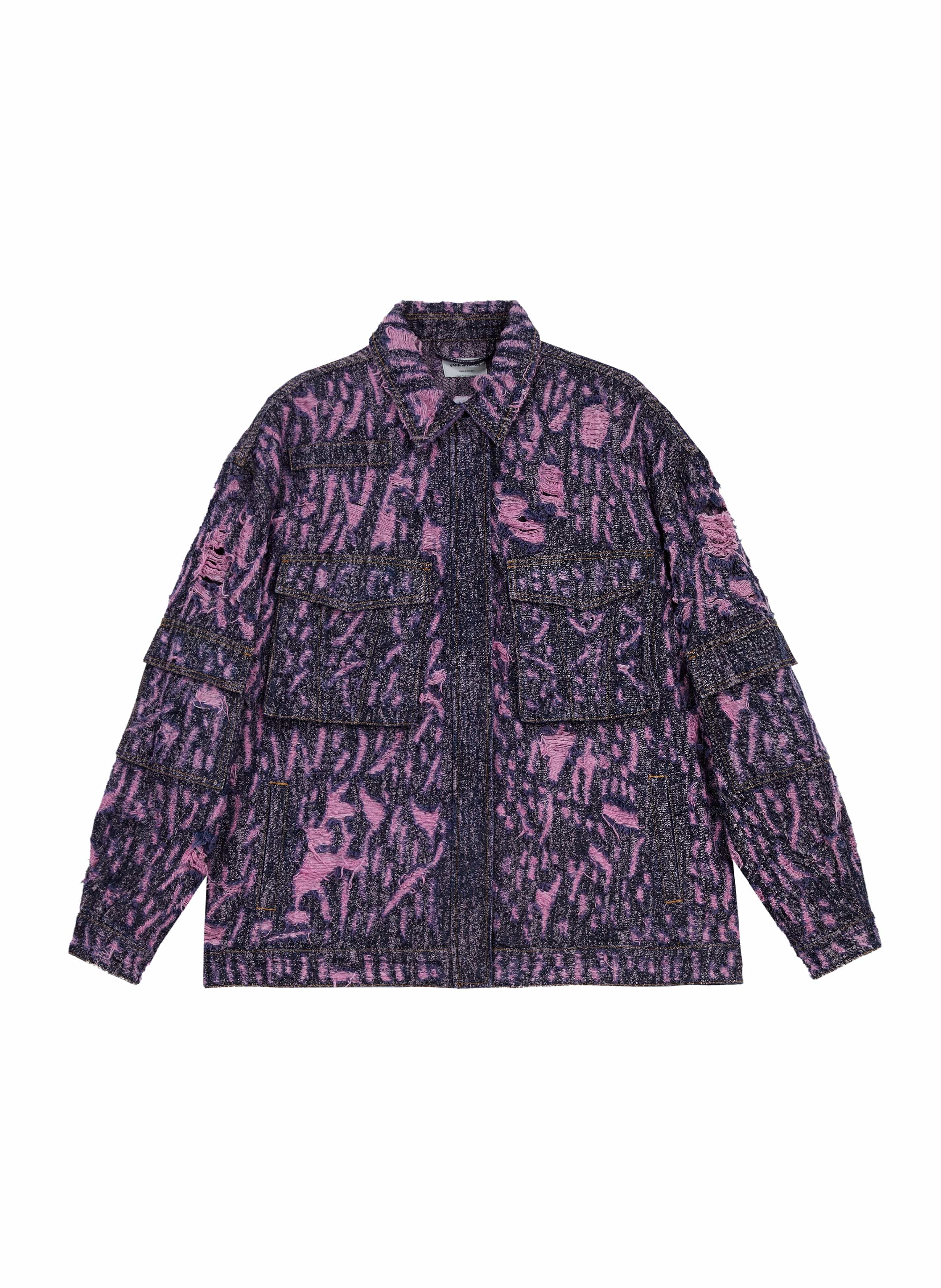 VANN VALRENCE Distressed Embroidered Multi-Pockets Denim Jacket, premium urban and streetwear designers apparel on PROJECTISR.com, VANN VALRENCE