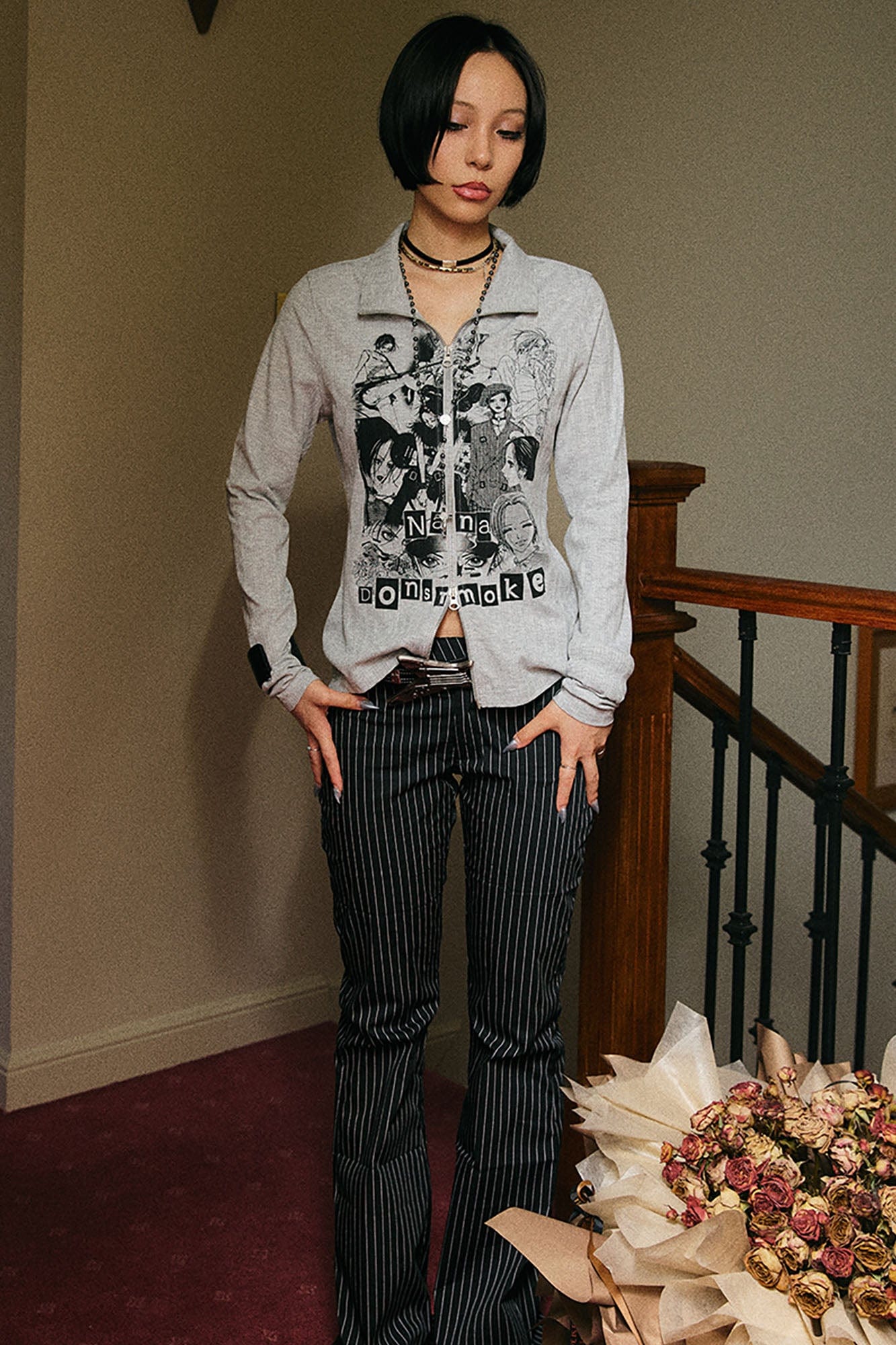 DONSMOKE × NANA Manga Collage Zip-Up Cardigan, premium urban and streetwear designers apparel on PROJECTISR.com, DONSMOKE