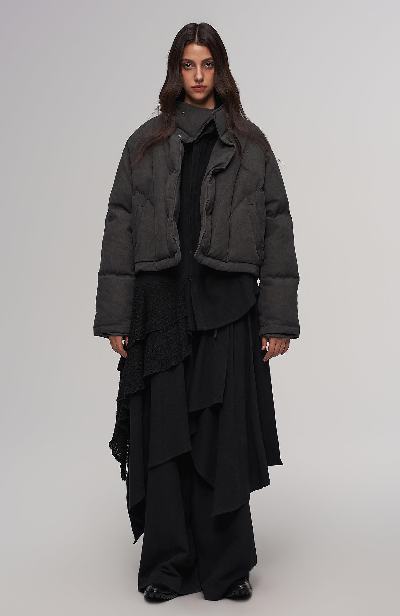 ILNya Nieternite Nifutur Crinkled Flap Cotton-Linen Blend Skort