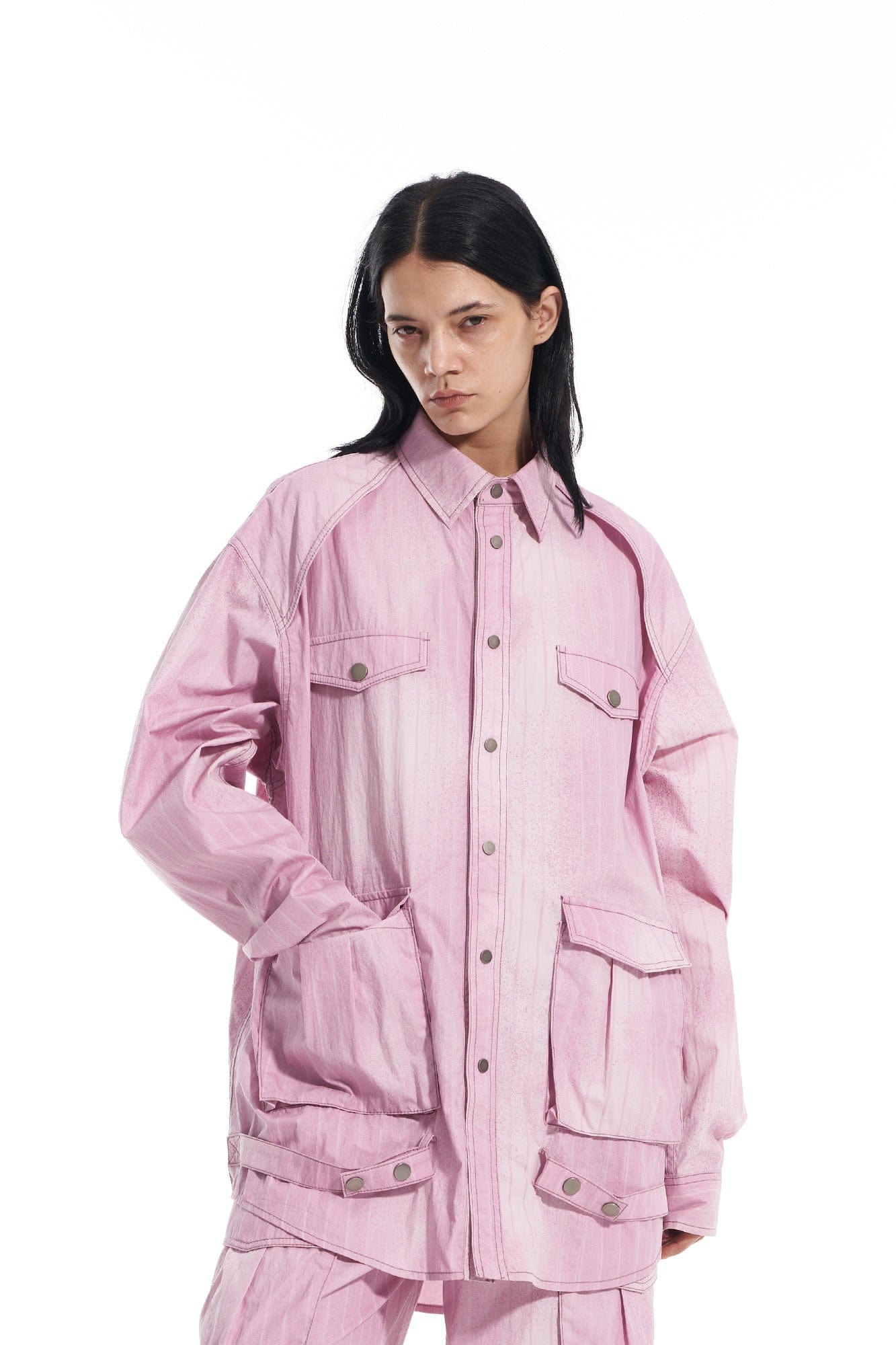 VANN VALRENCE Washed Multi-Pocket Striped Utility Shirt, premium urban and streetwear designers apparel on PROJECTISR.com, VANN VALRENCE