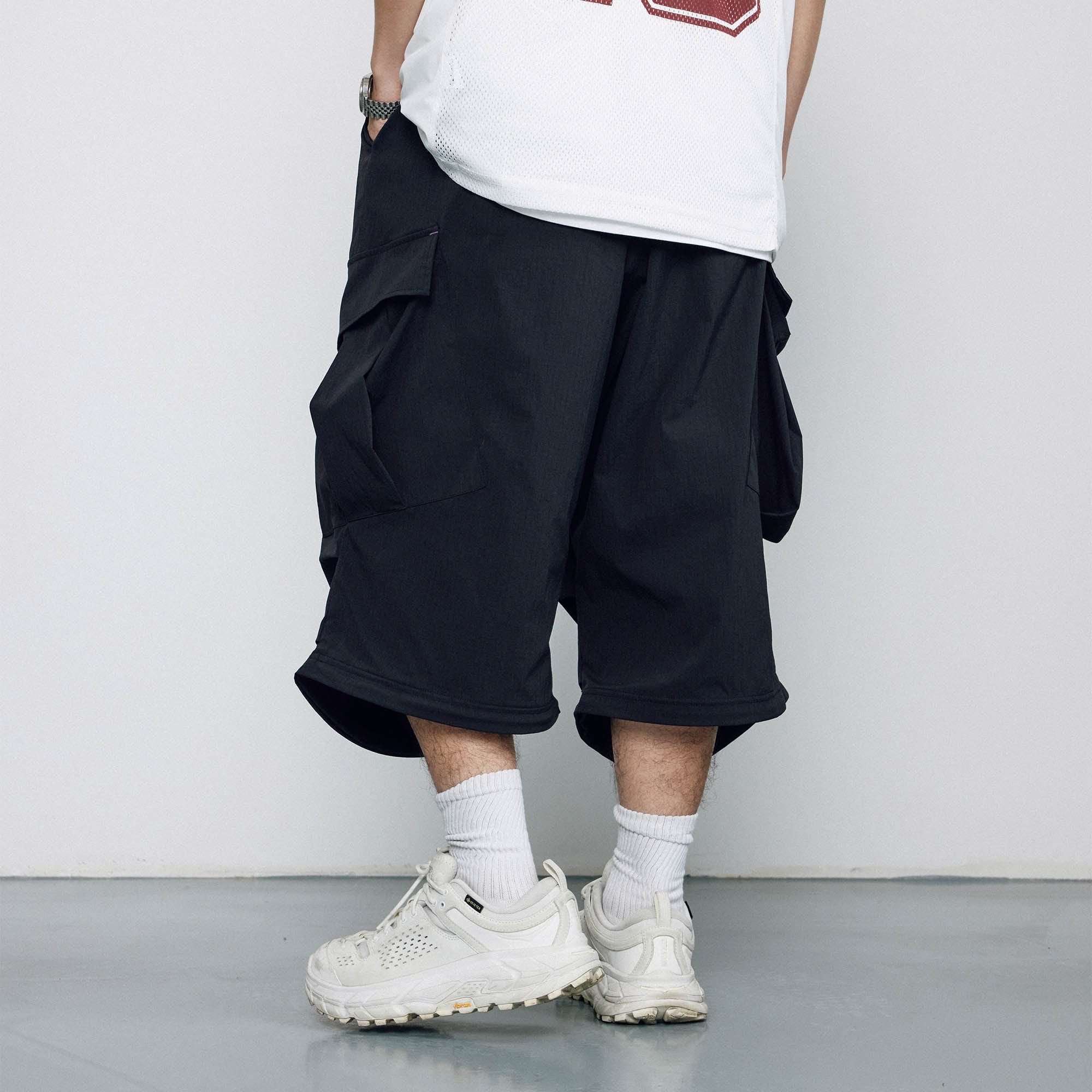 BANANA CLUB Crinkled Multi-Pocket Detachable Cargo Pants, premium urban and streetwear designers apparel on PROJECTISR.com, BANANA CLUB