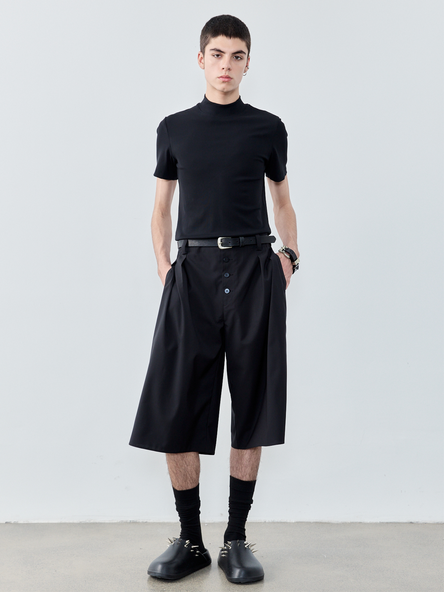 GRAINMUSTARD High-Waist Pleated Wool-Blend Cropped Trousers