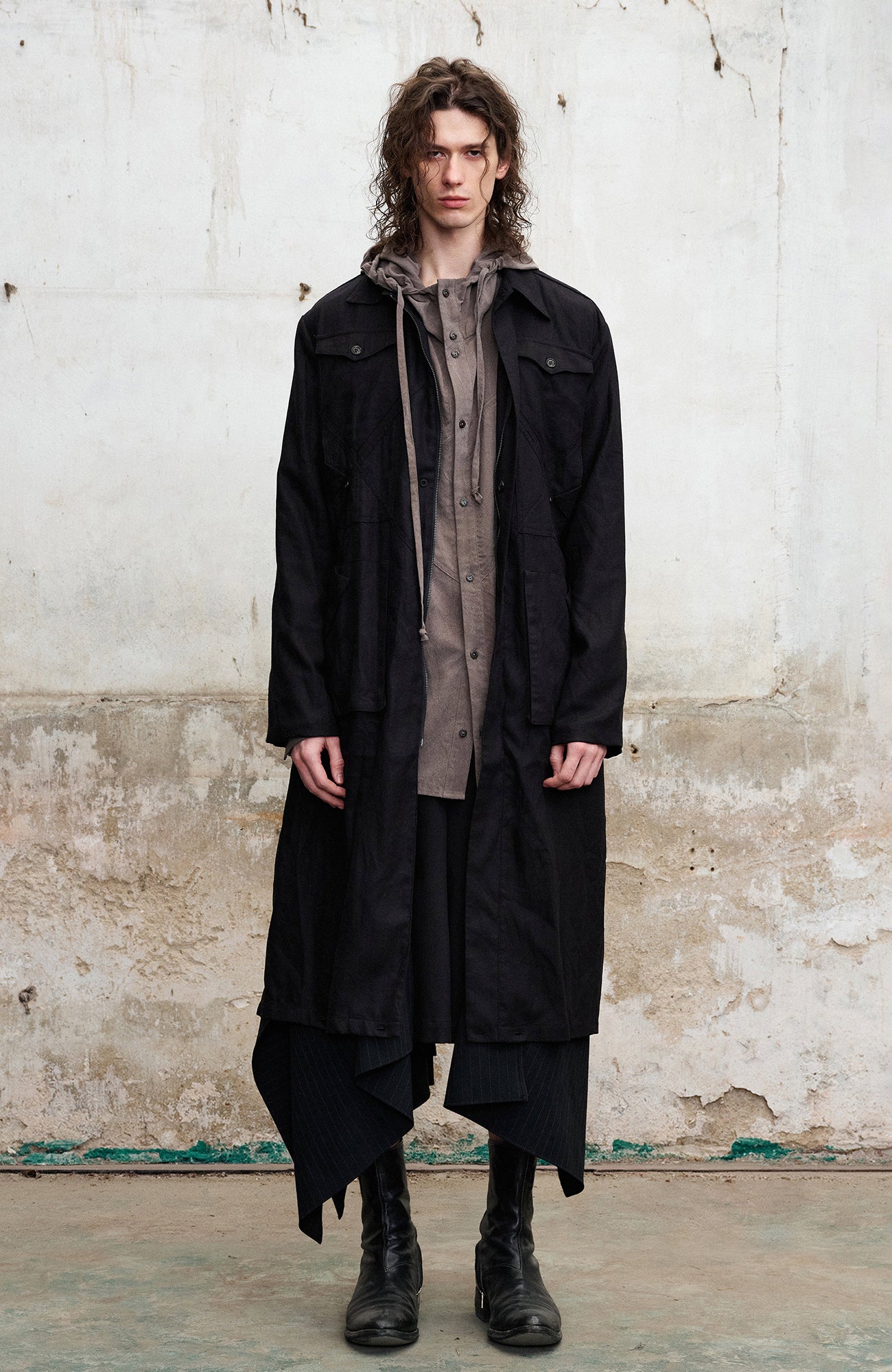 ILNya Nieternite Nifutur Draped Hooded Overshirt, premium urban and streetwear designers apparel on PROJECTISR.com, ILNya Nieternite Nifutur