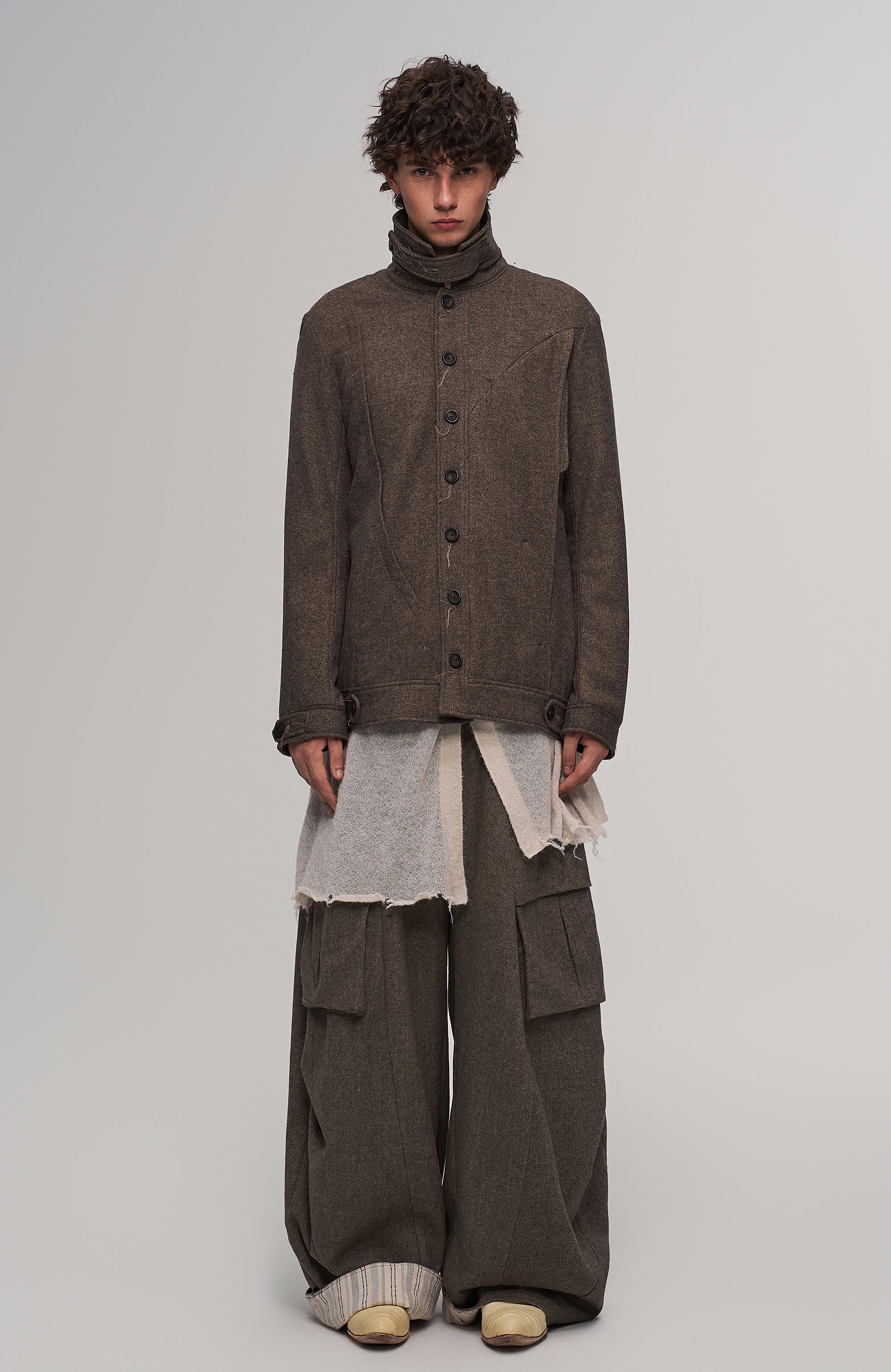 ILNya Nieternite Nifutur Striped Lining Oversized Wool-Blend Trousers