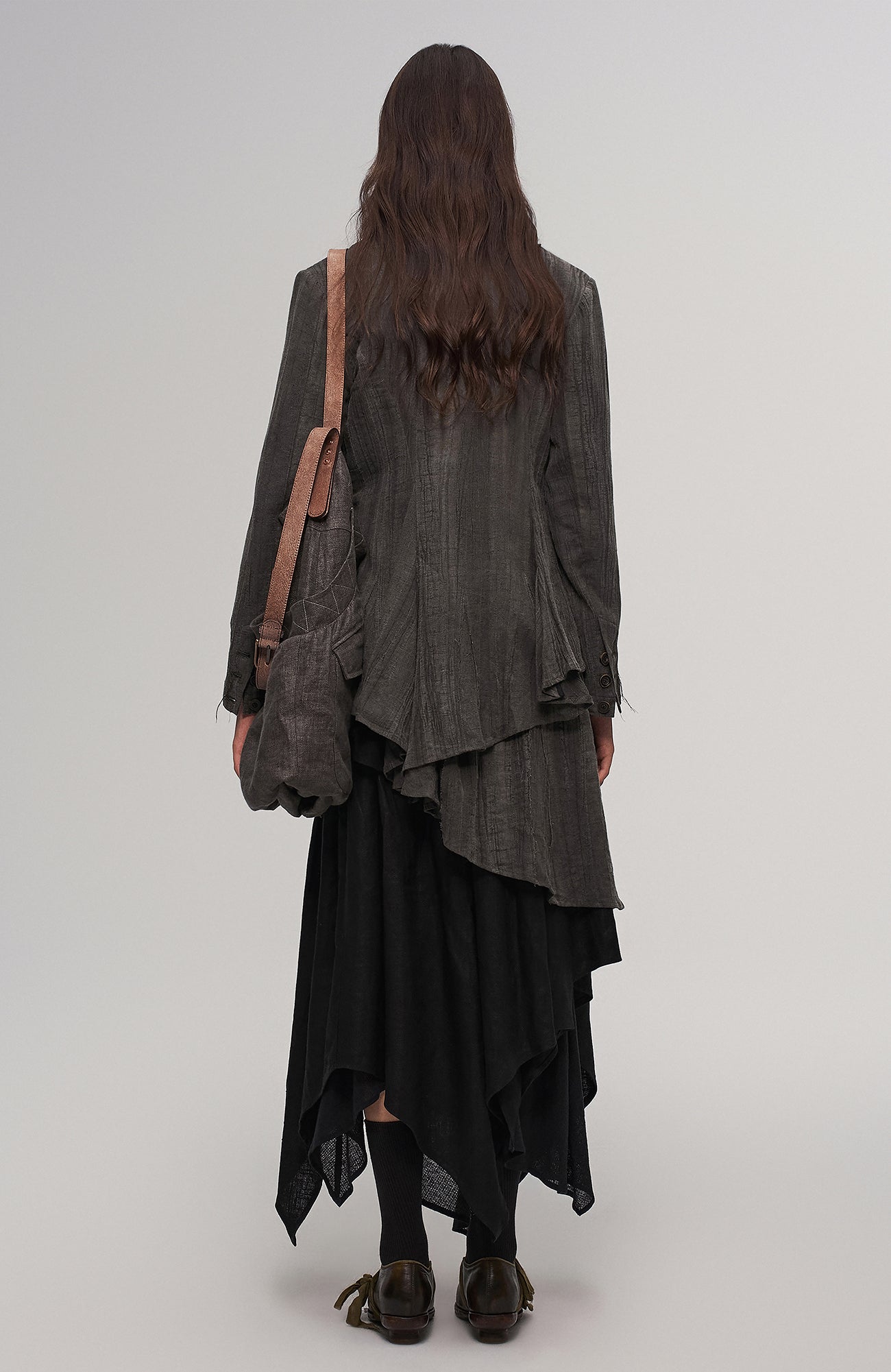 ILNya Nieternite Nifutur Oversized Linen Horsehide-Strap Messenger Bag