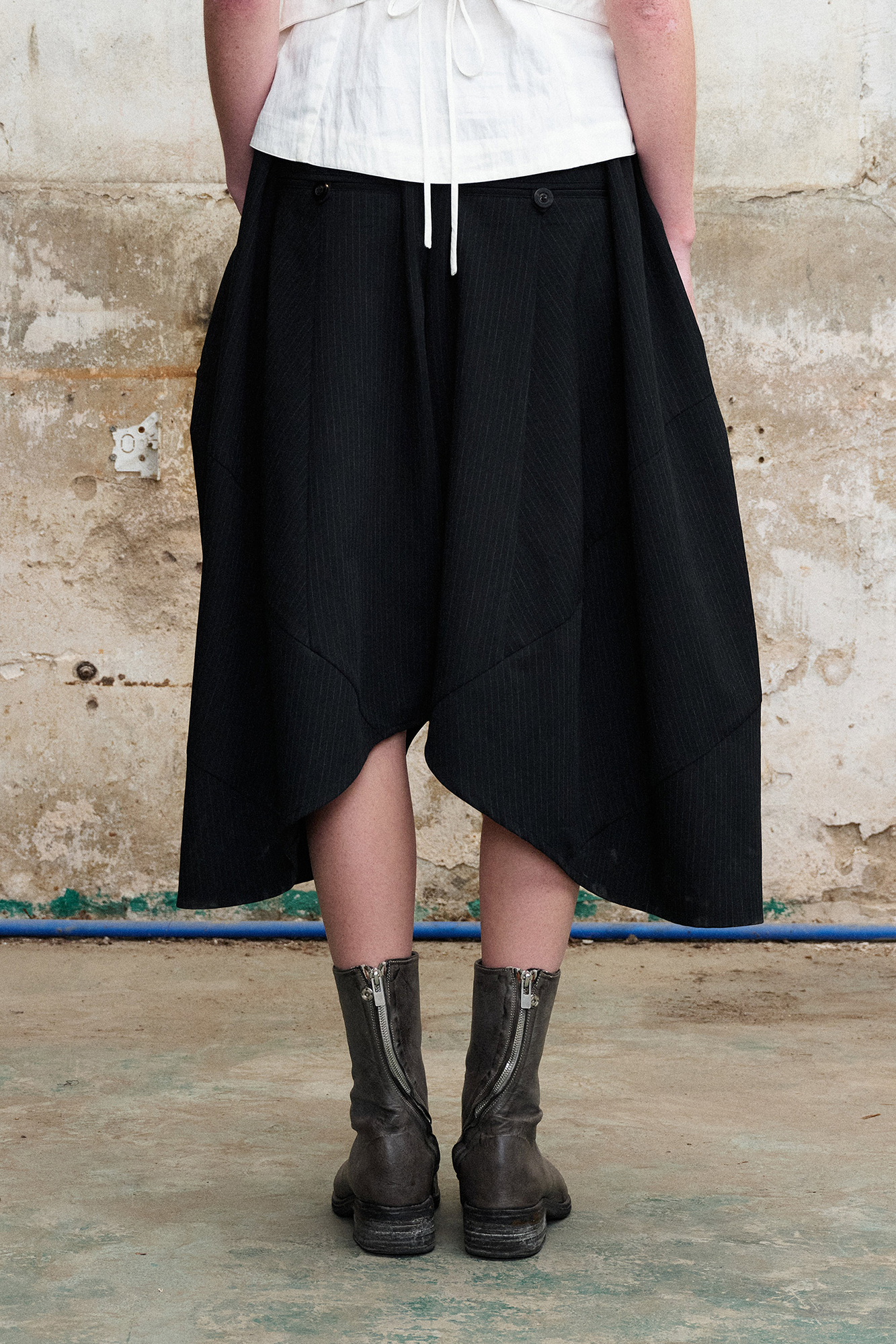 ILNya Nieternite Nifutur Pinstripe Balloon Skort Pants, premium urban and streetwear designers apparel on PROJECTISR.com, ILNya Nieternite Nifutur