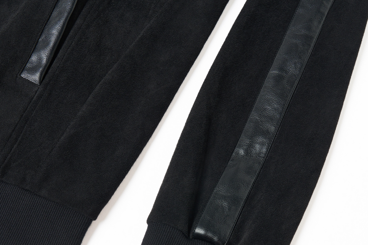 SAXGENWON Embroidered Spliced Suede Stand-Collar Jacket