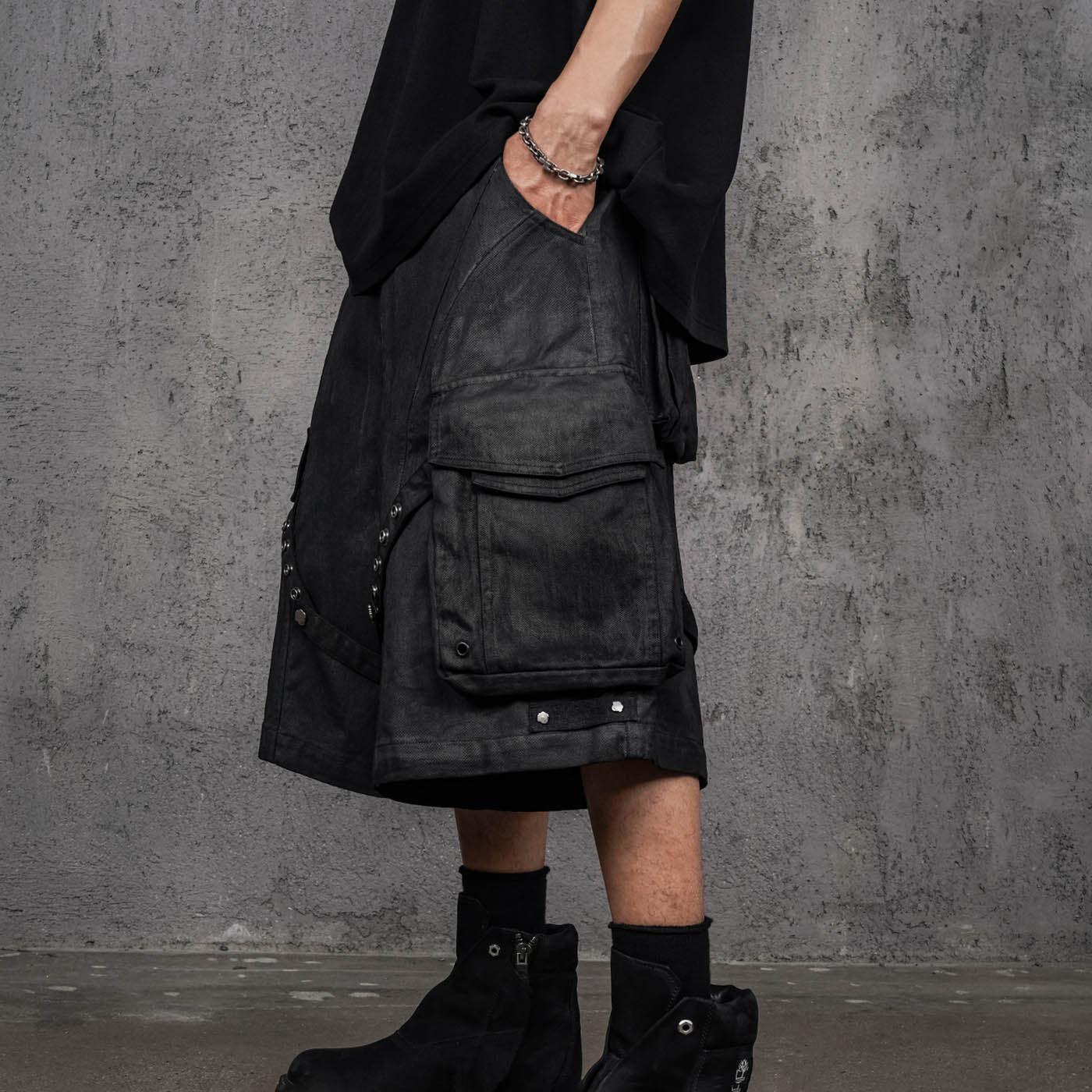 UNDERWATER Bandaged Waxed Shorts, premium urban and streetwear designers apparel on PROJECTISR.com, UNDERWATER