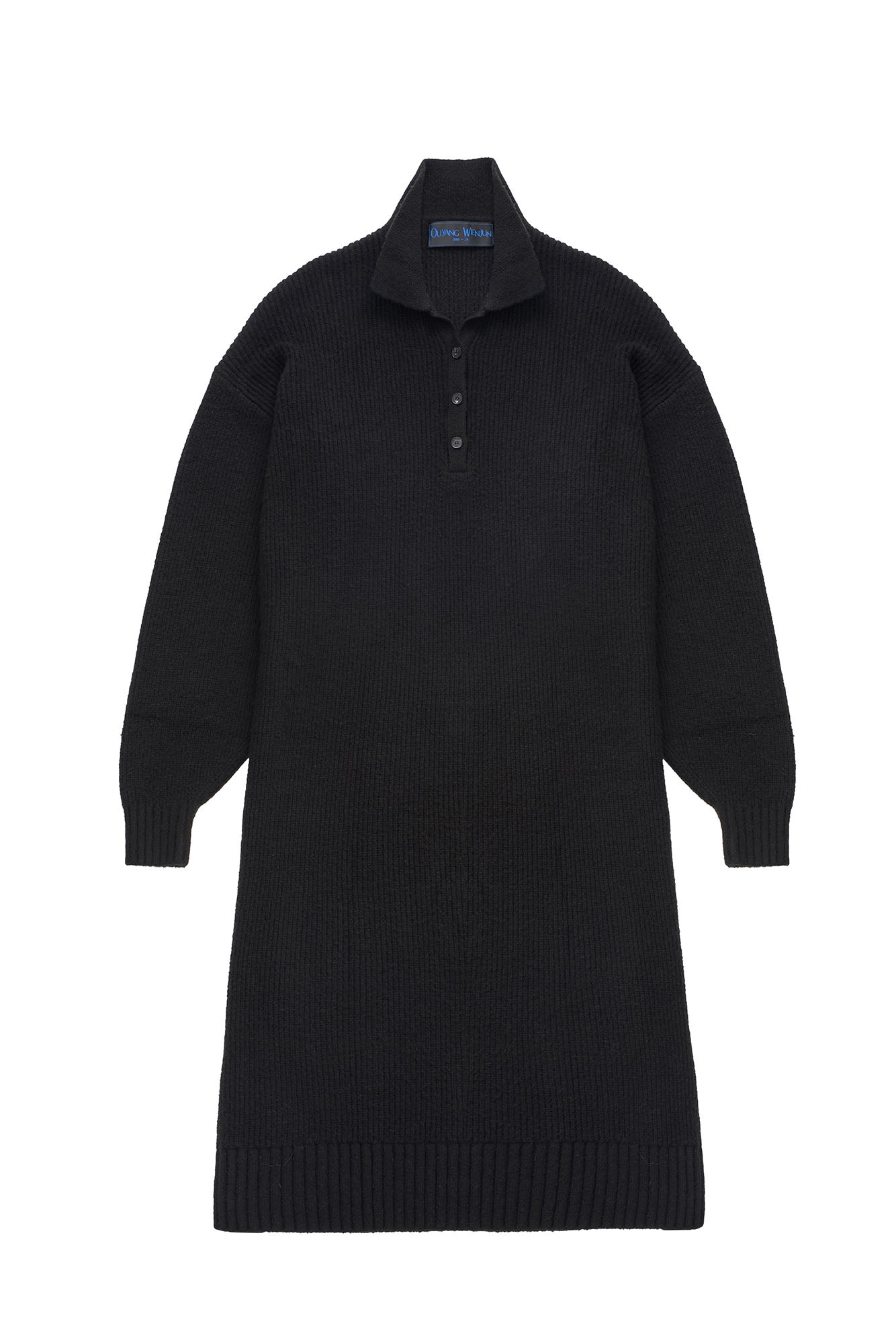 OUYANG WENJUN Half-Placket Knit Maxi Coat