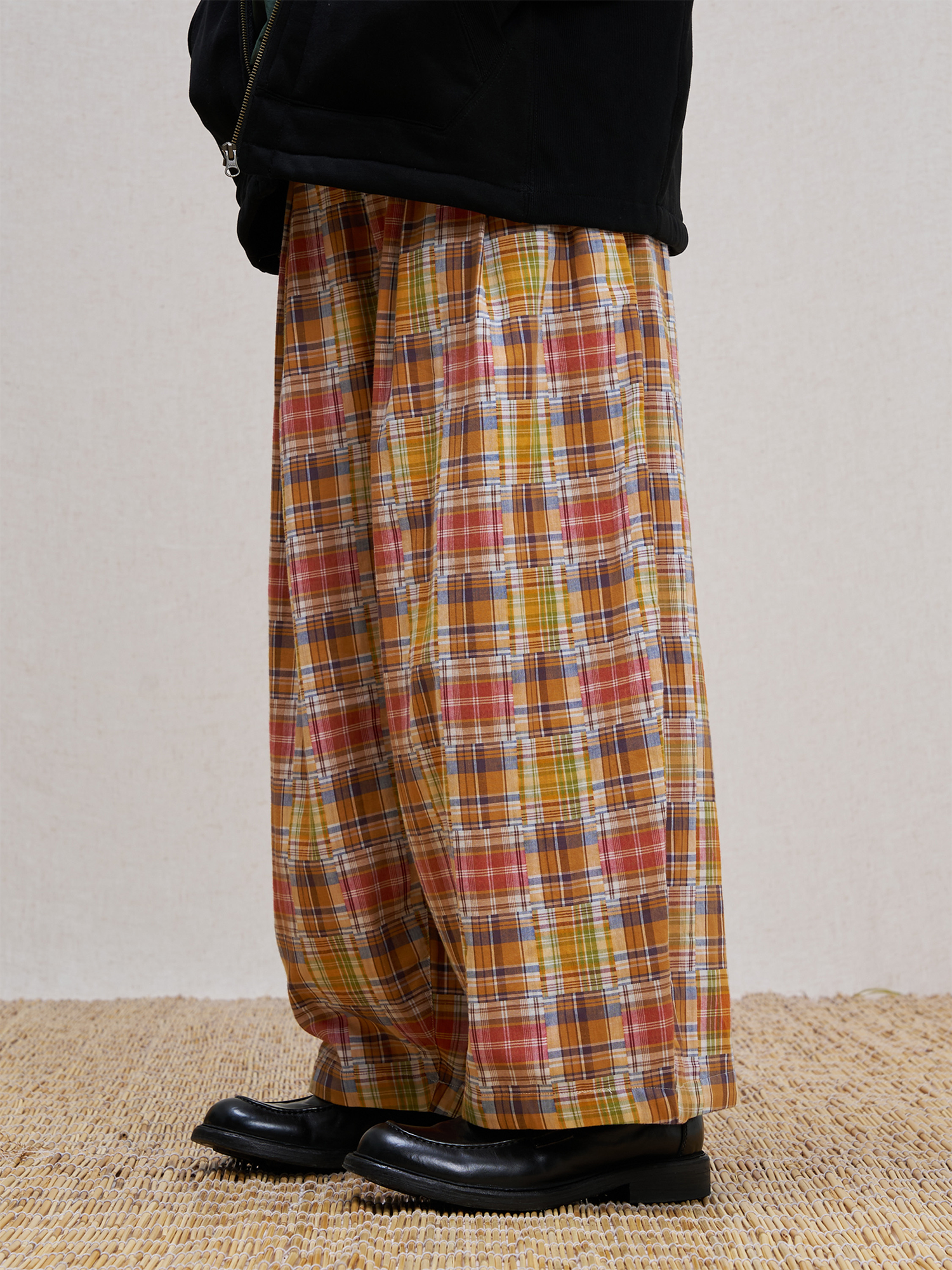 UNLIMITED MOTE Patchwork Plaid Balloon Pants