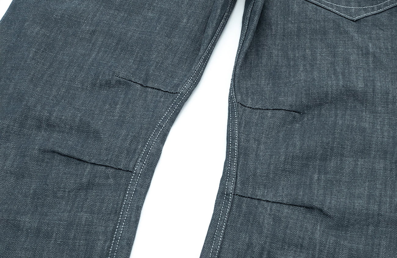 IN EXISTENCE Stitched Back-Belt Curved-Leg Jeans, premium urban and streetwear designers apparel on PROJECTISR.com, IN EXISTENCE