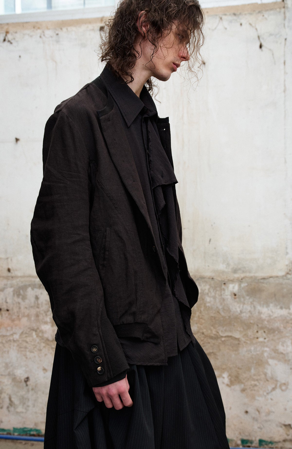 ILNya Nieternite Nifutur Asymmetrical Ribbed-Splice Short Jacket